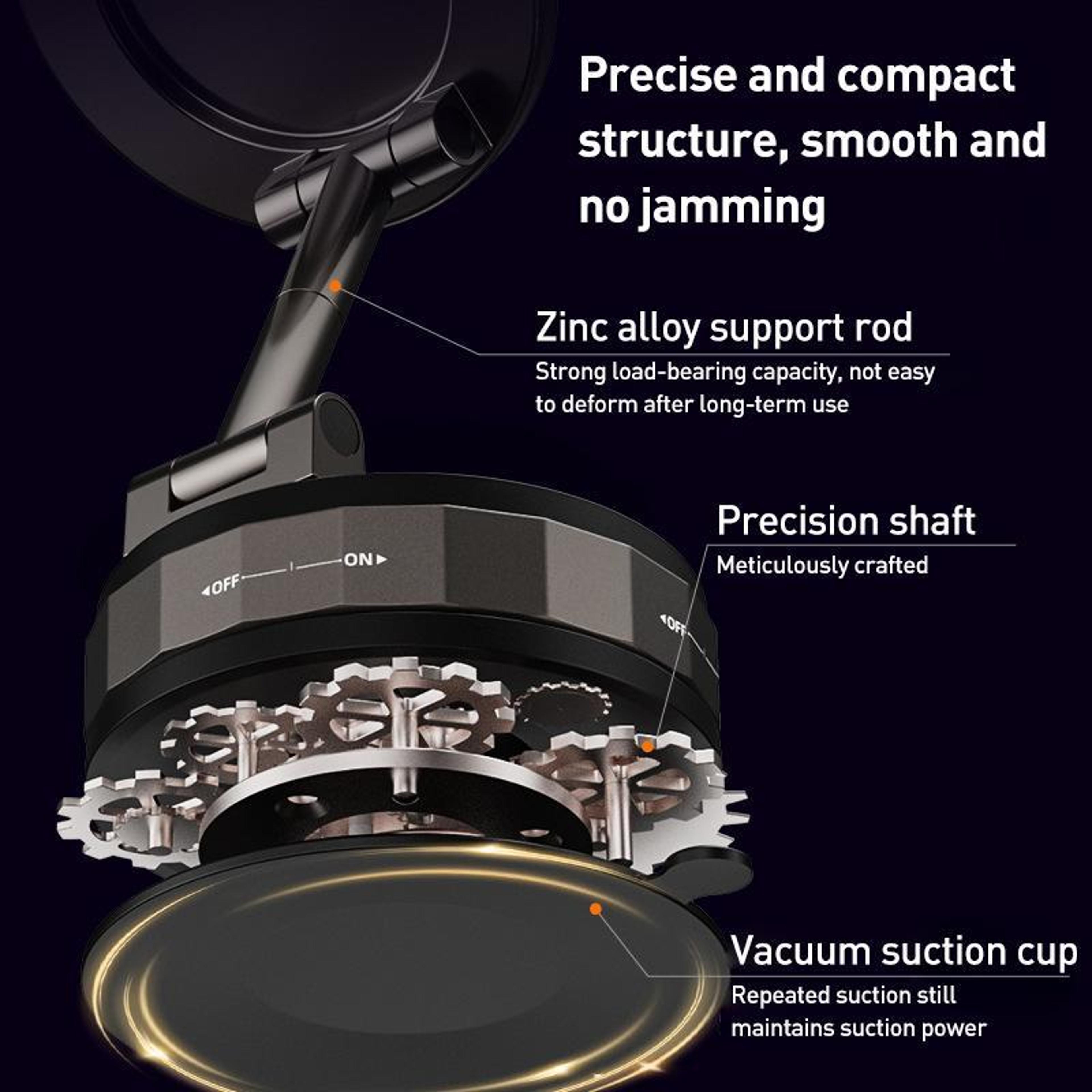 Magnetic Car Phone Holder With Vacuum Suction 360 Rotating Dashboard Mount 6