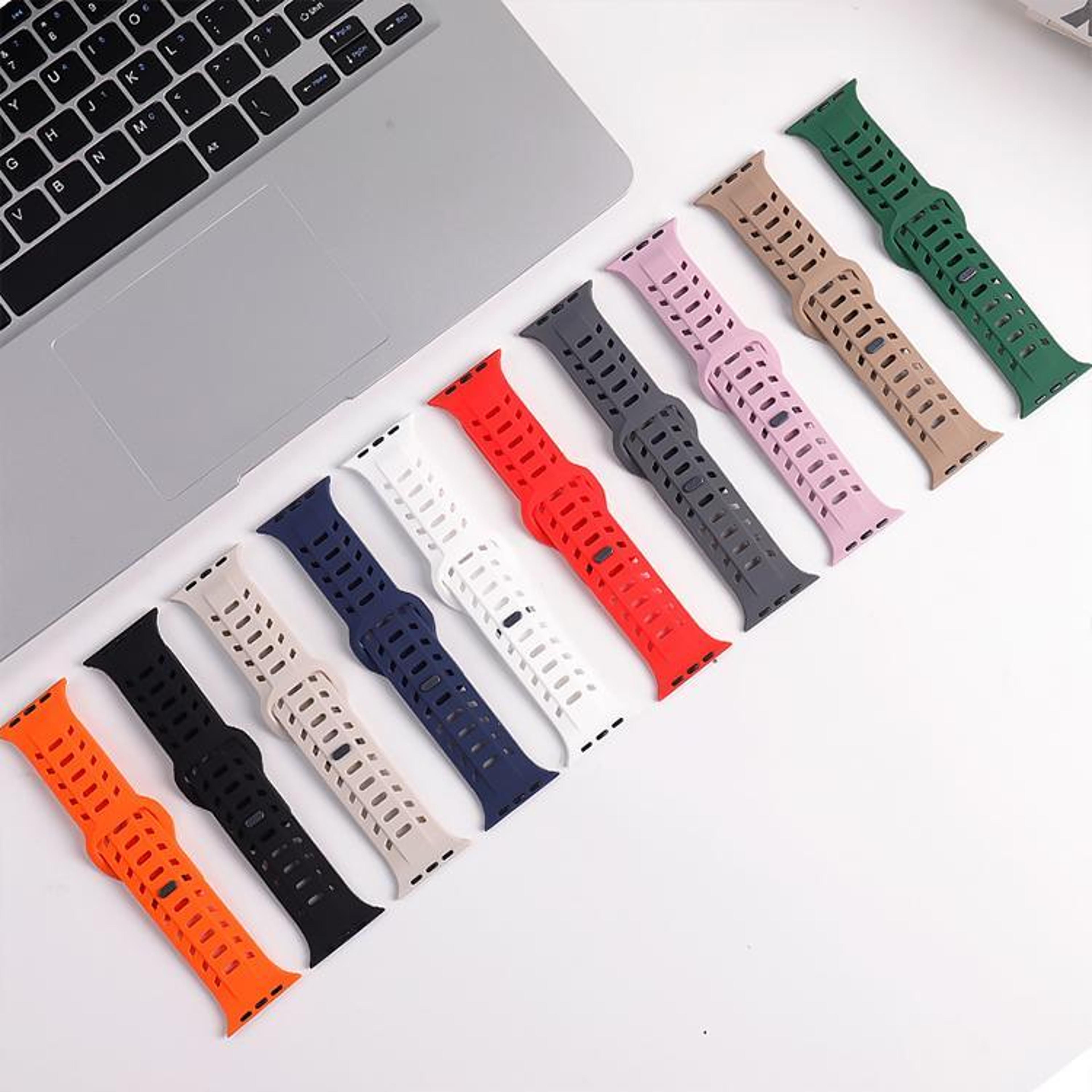 Shark Texture Silicone Sport Watch Band For Apple Watch Waterproof Replacement Strap 16