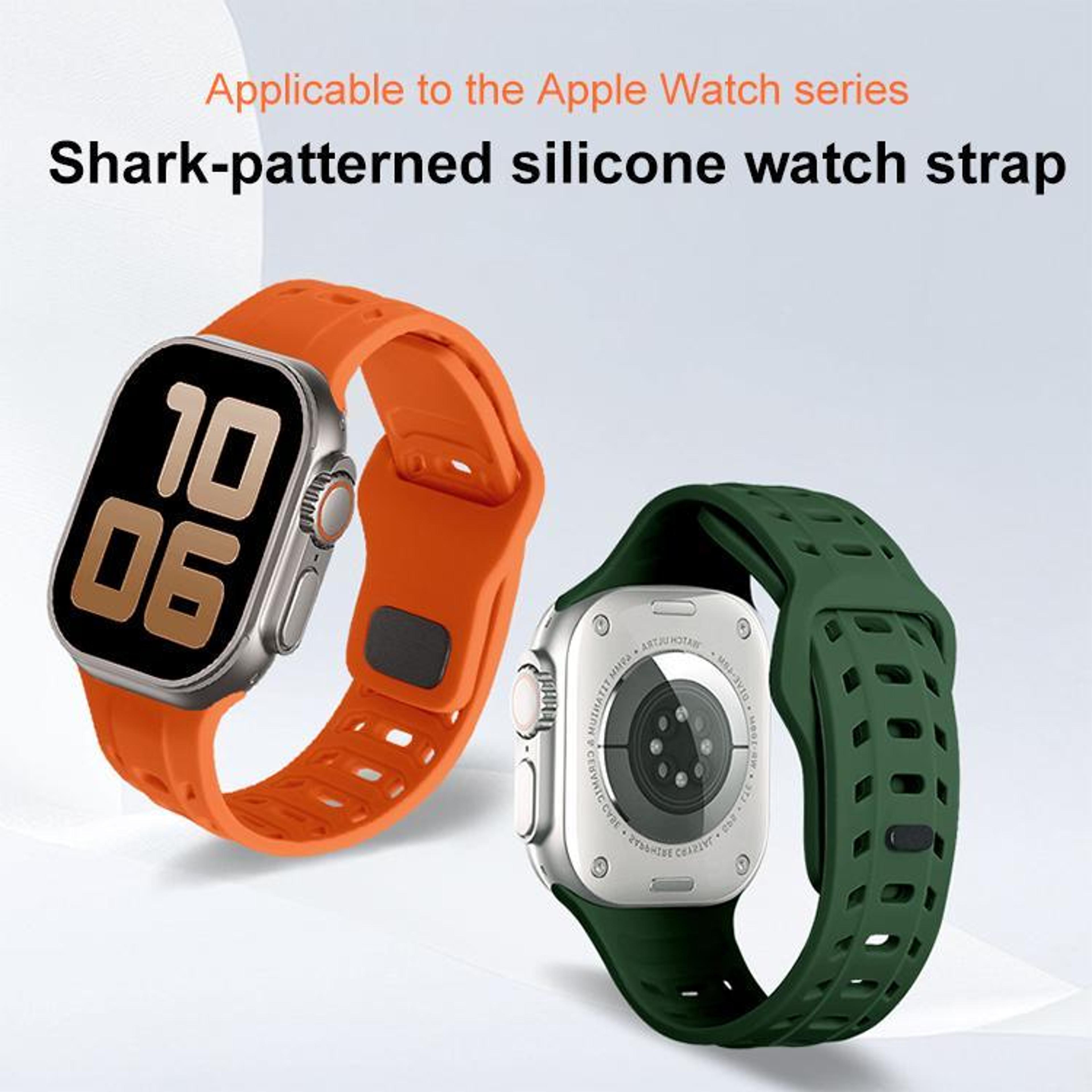 Shark Texture Silicone Sport Watch Band For Apple Watch Waterproof Replacement Strap 4