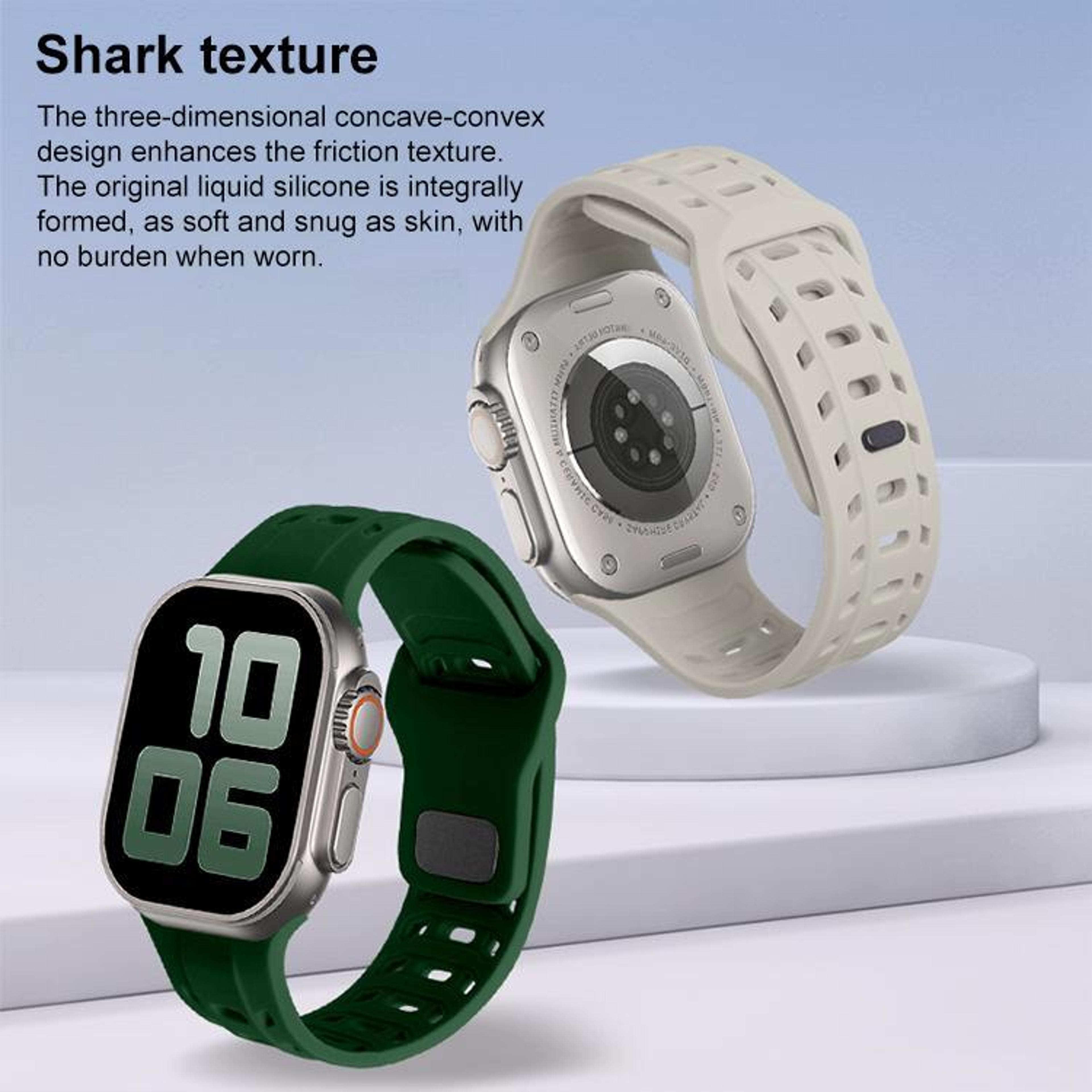 Shark Texture Silicone Sport Watch Band For Apple Watch Waterproof Replacement Strap 7