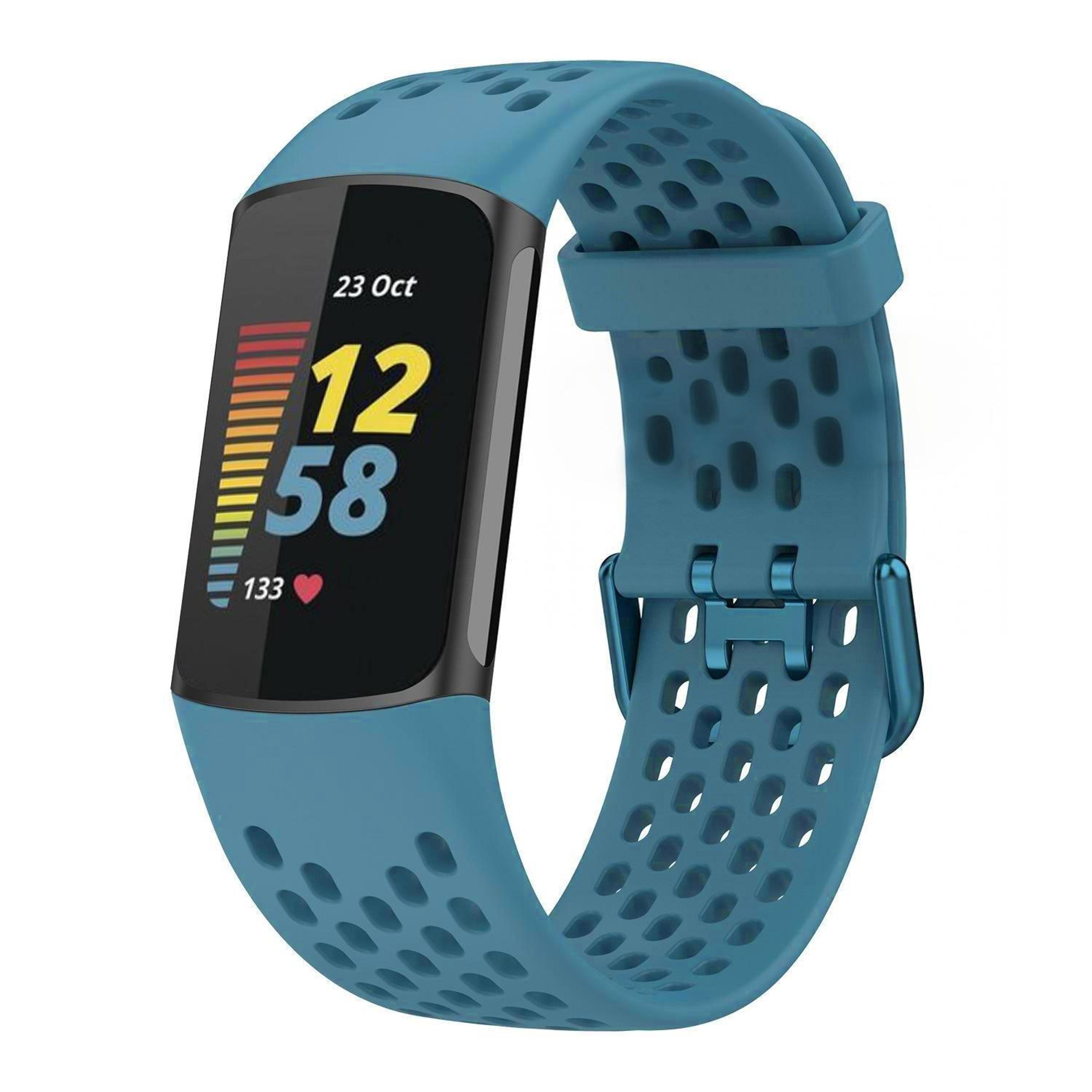 Breathable Silicone Watch Band For Fitbit Charge 6  Charge 5 Adjustable Replacement Strap 7