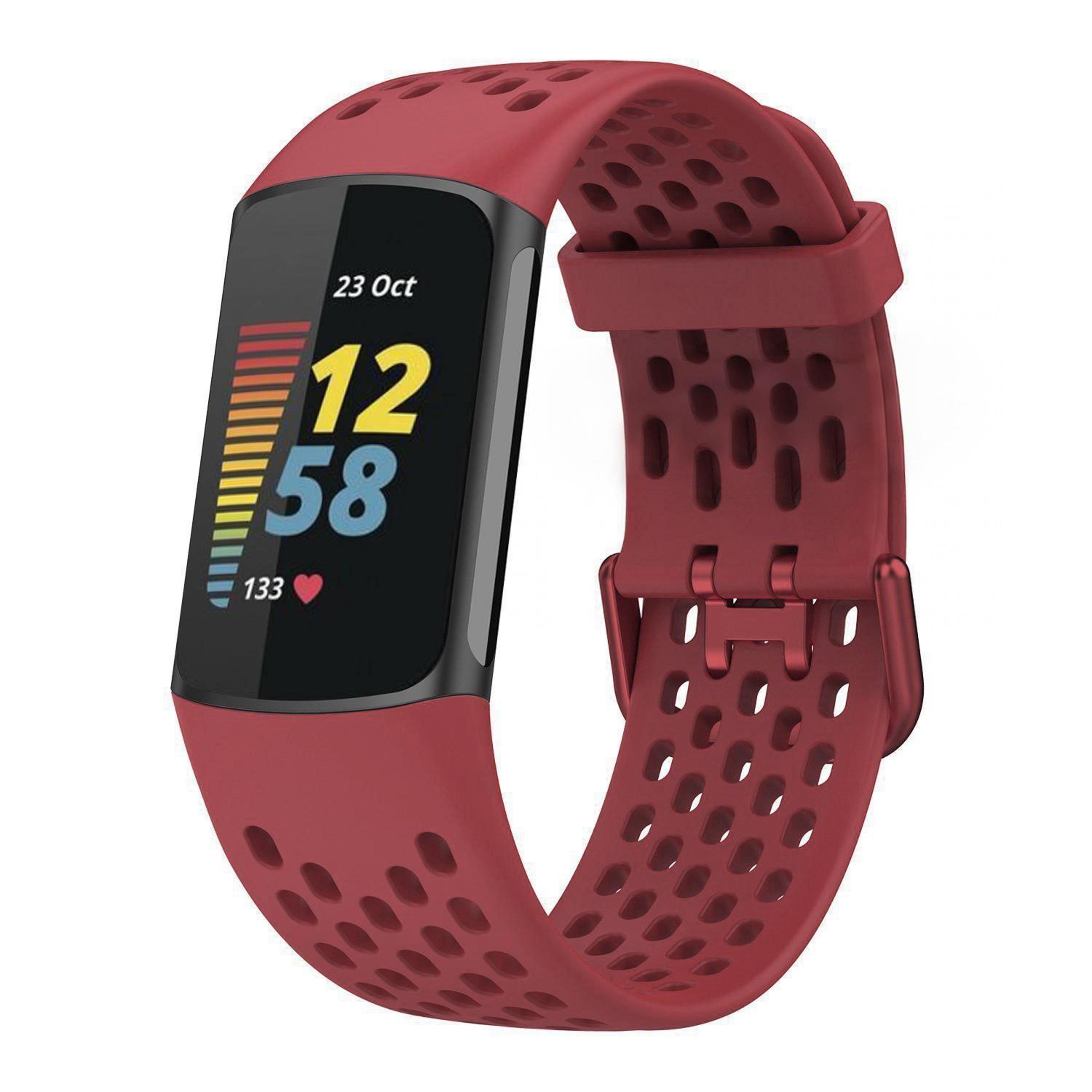 Breathable Silicone Watch Band For Fitbit Charge 6  Charge 5 Adjustable Replacement Strap 13