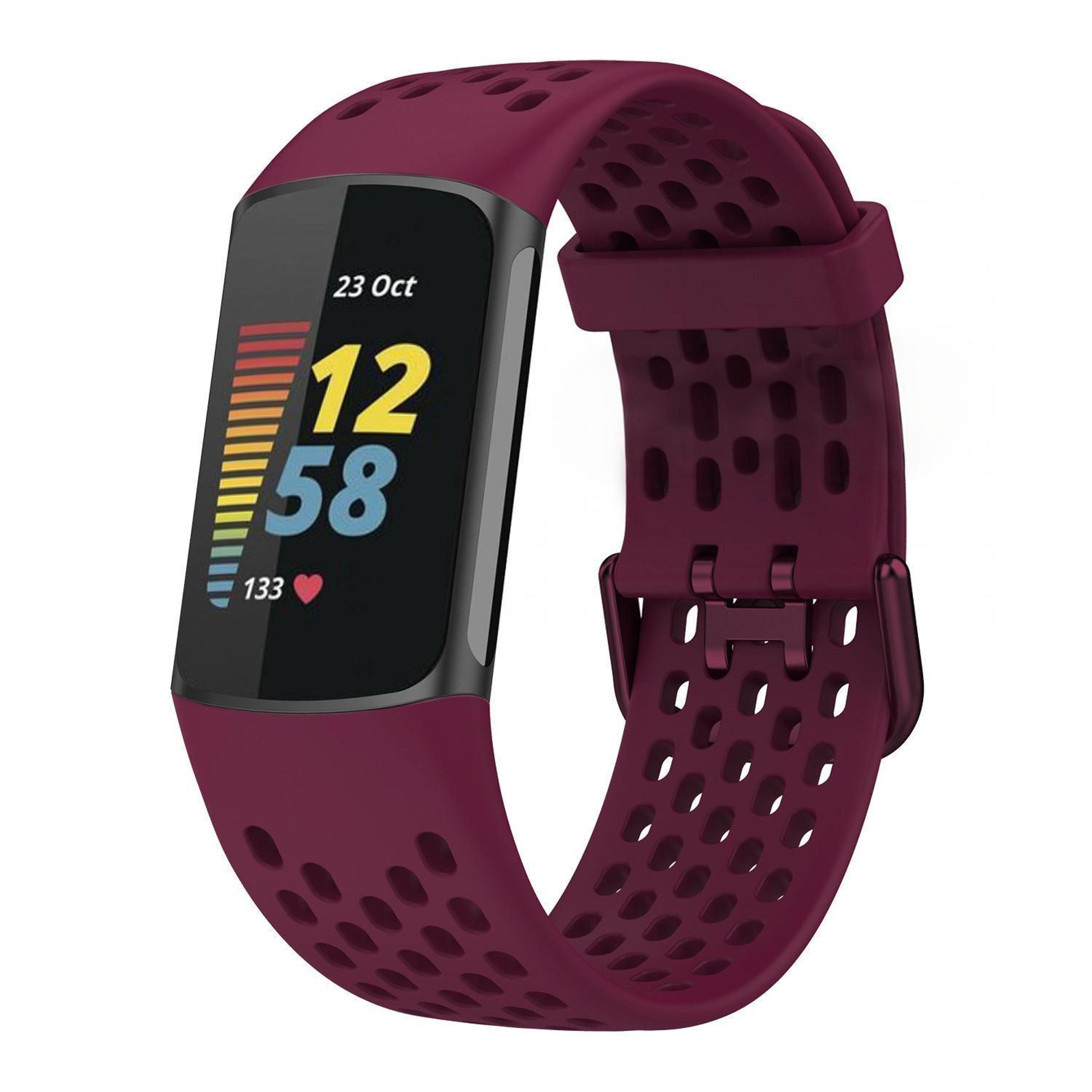 Breathable Silicone Watch Band For Fitbit Charge 6  Charge 5 Adjustable Replacement Strap 15