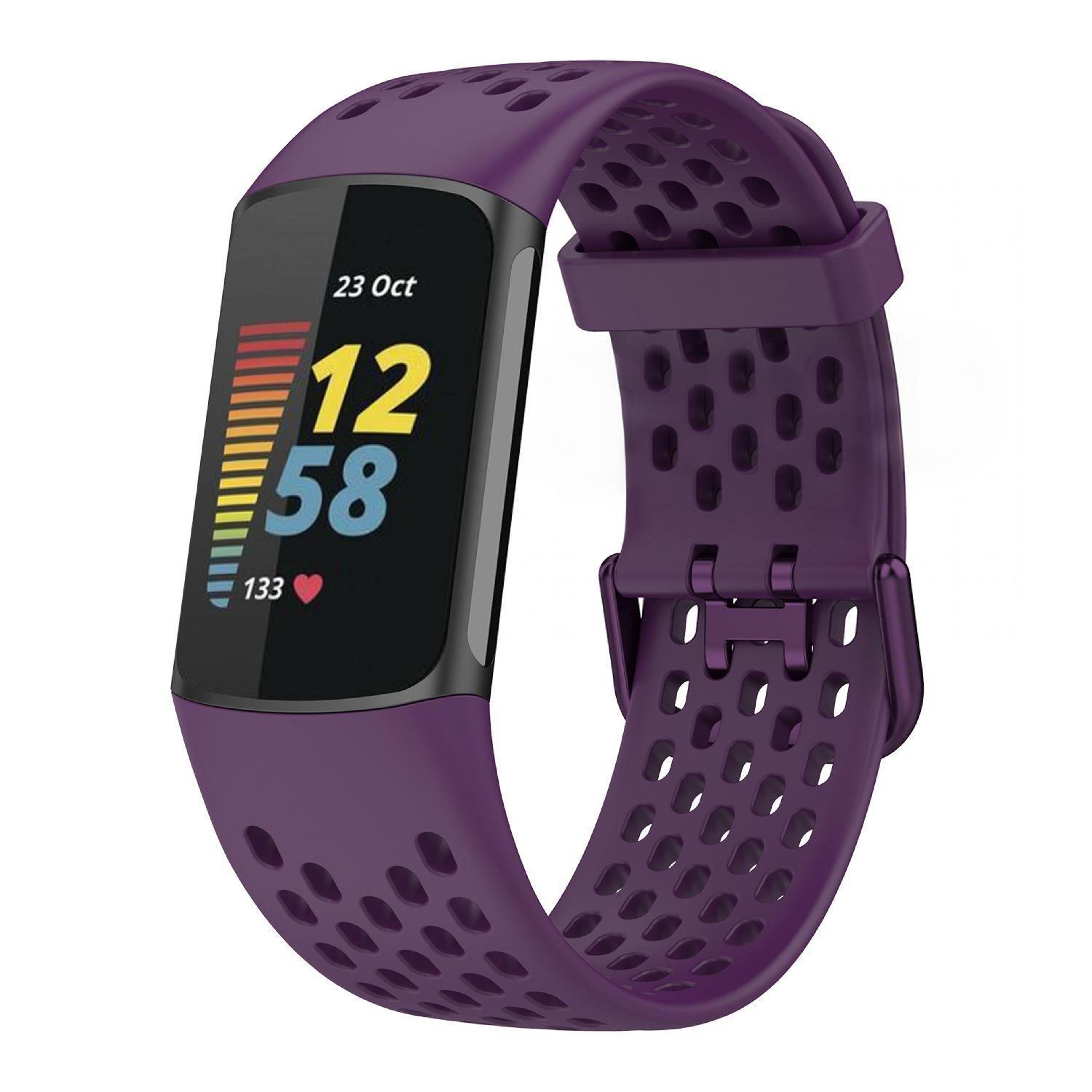 Breathable Silicone Watch Band For Fitbit Charge 6  Charge 5 Adjustable Replacement Strap 19