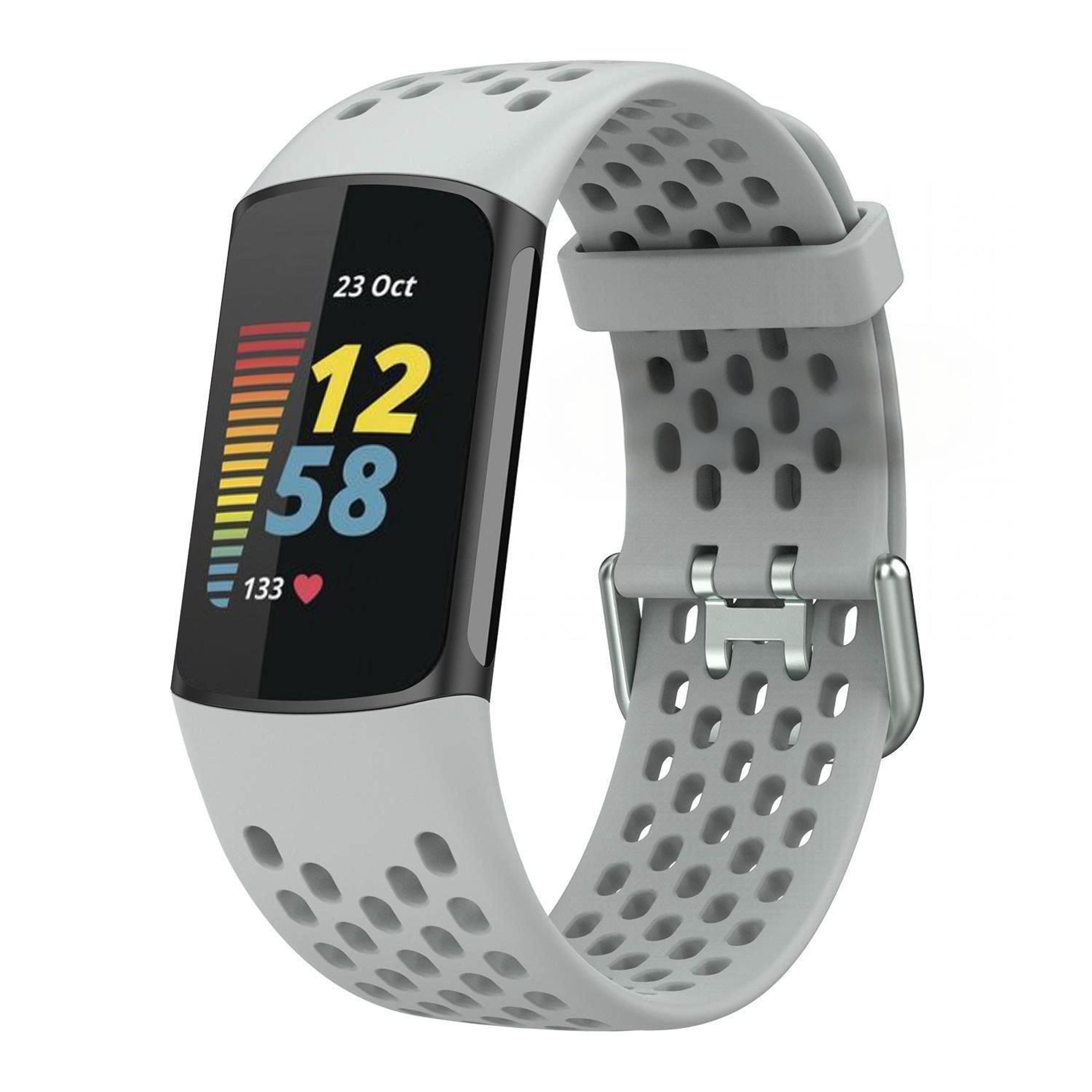 Breathable Silicone Watch Band For Fitbit Charge 6  Charge 5 Adjustable Replacement Strap 21