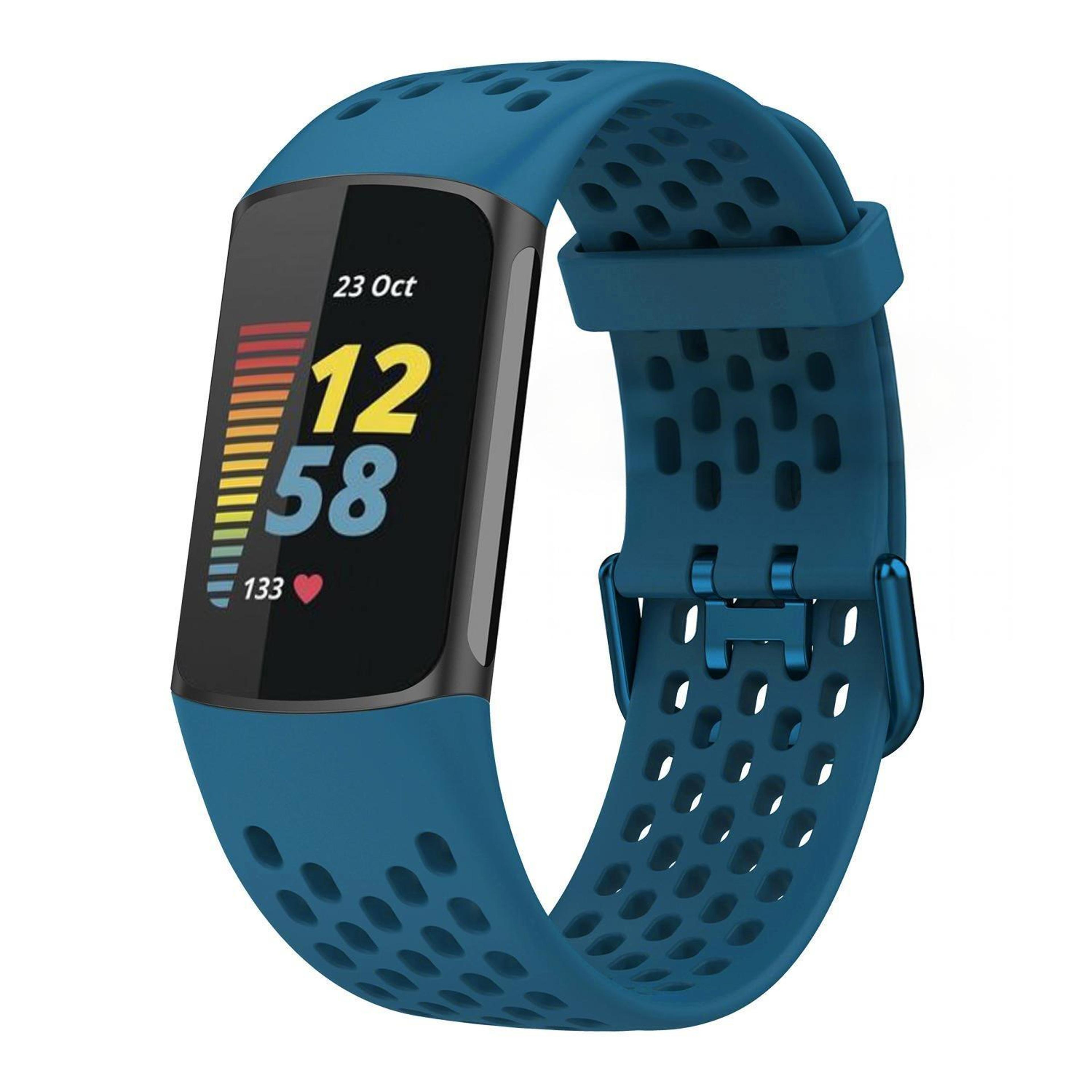Breathable Silicone Watch Band For Fitbit Charge 6  Charge 5 Adjustable Replacement Strap 22