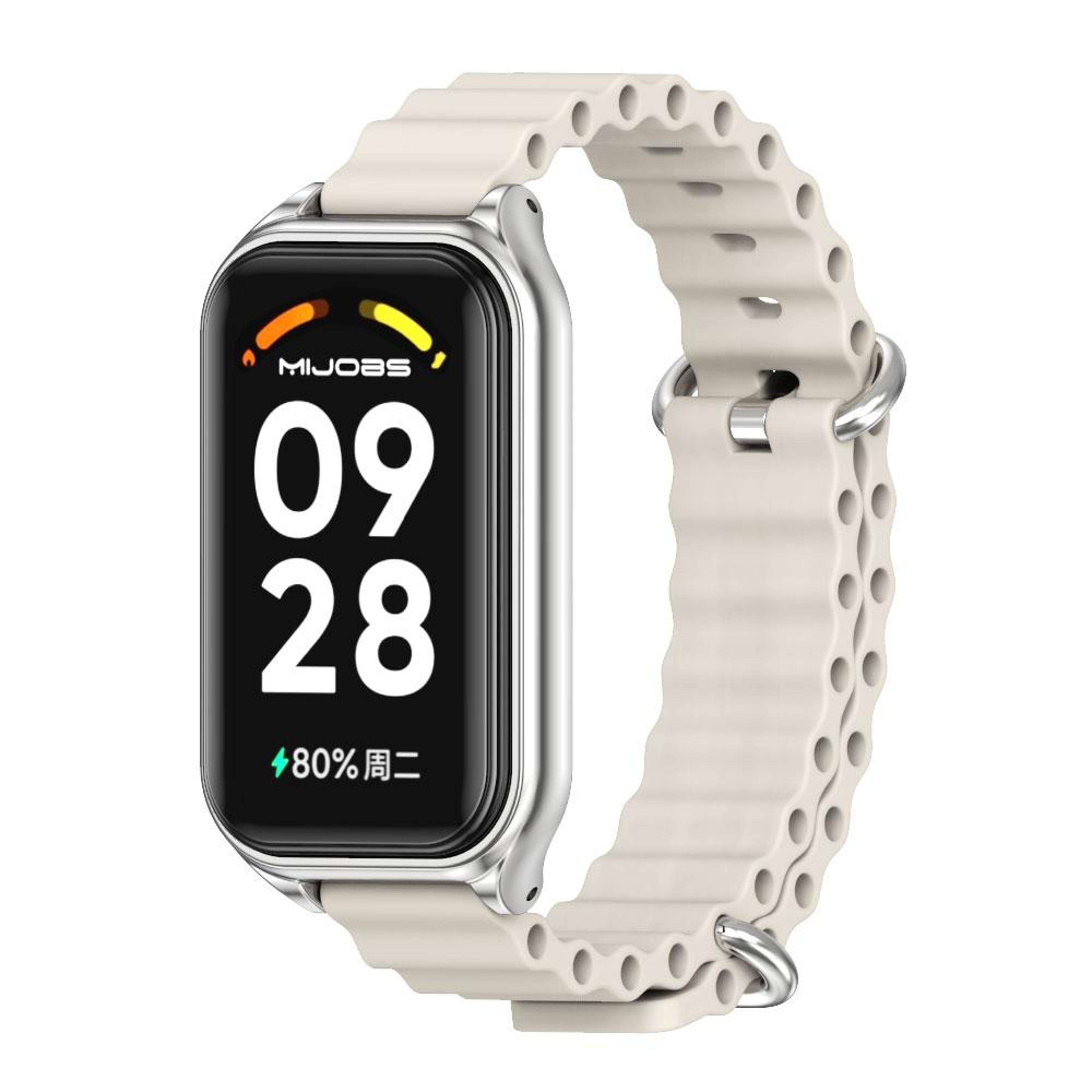 Mijobs Ocean Silicone Watch Band With Metal Shell For Xiaomi Smart Band 8 Active Redmi Band 2 13