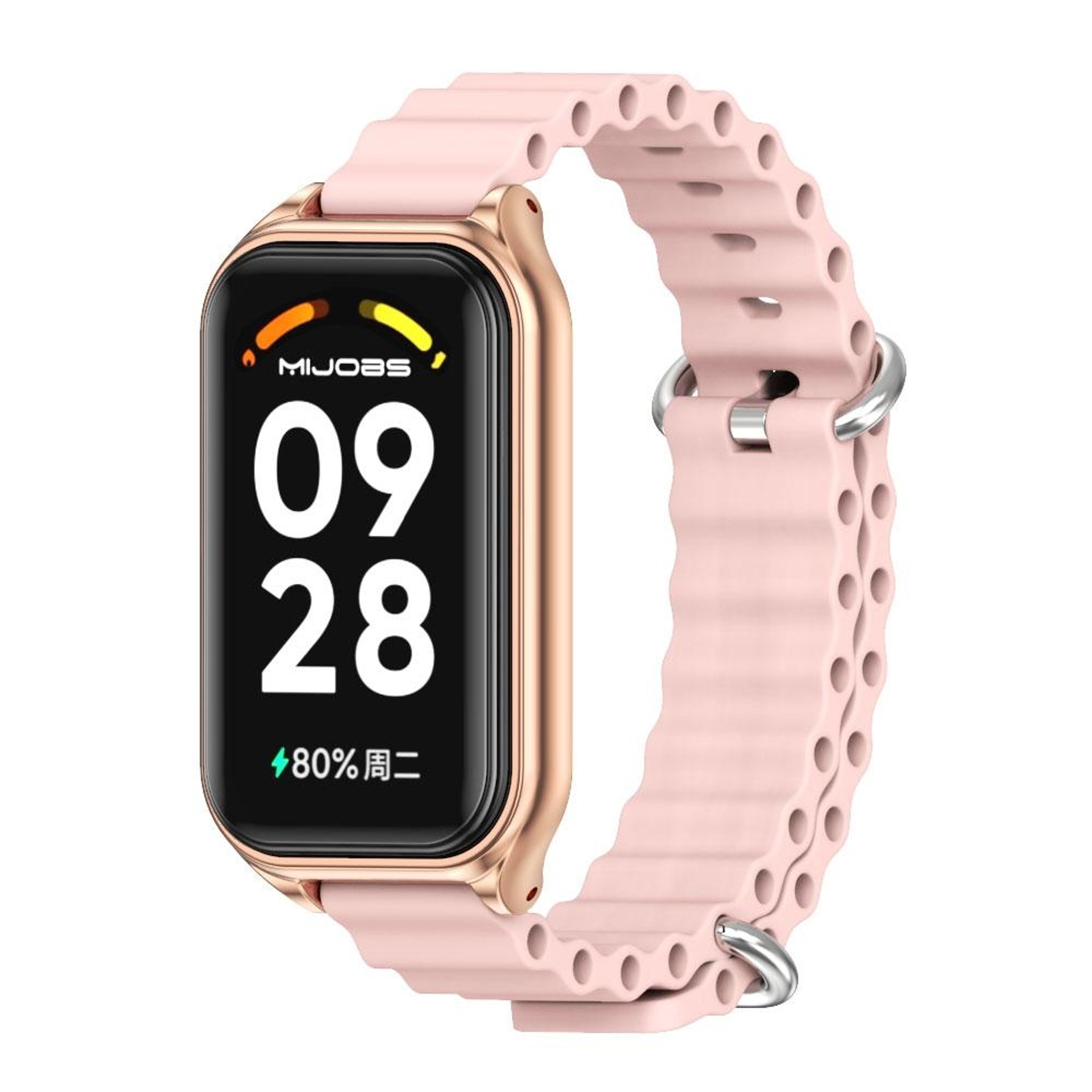 Mijobs Ocean Silicone Watch Band With Metal Shell For Xiaomi Smart Band 8 Active Redmi Band 2 15