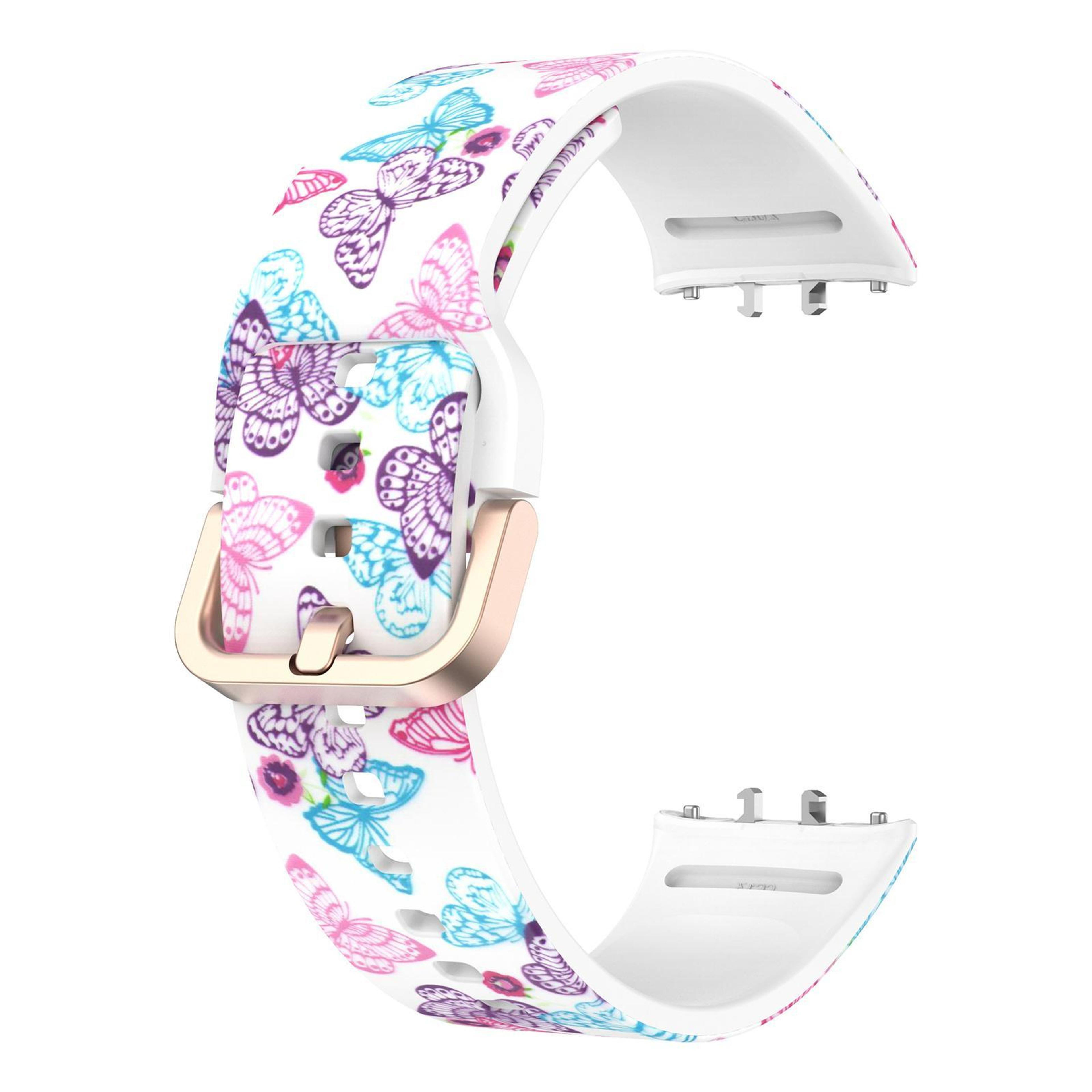Samsung Galaxy Fit3 Silicone Watch Band With Gold Buckle Printed Adjustable Replacement Strap 3