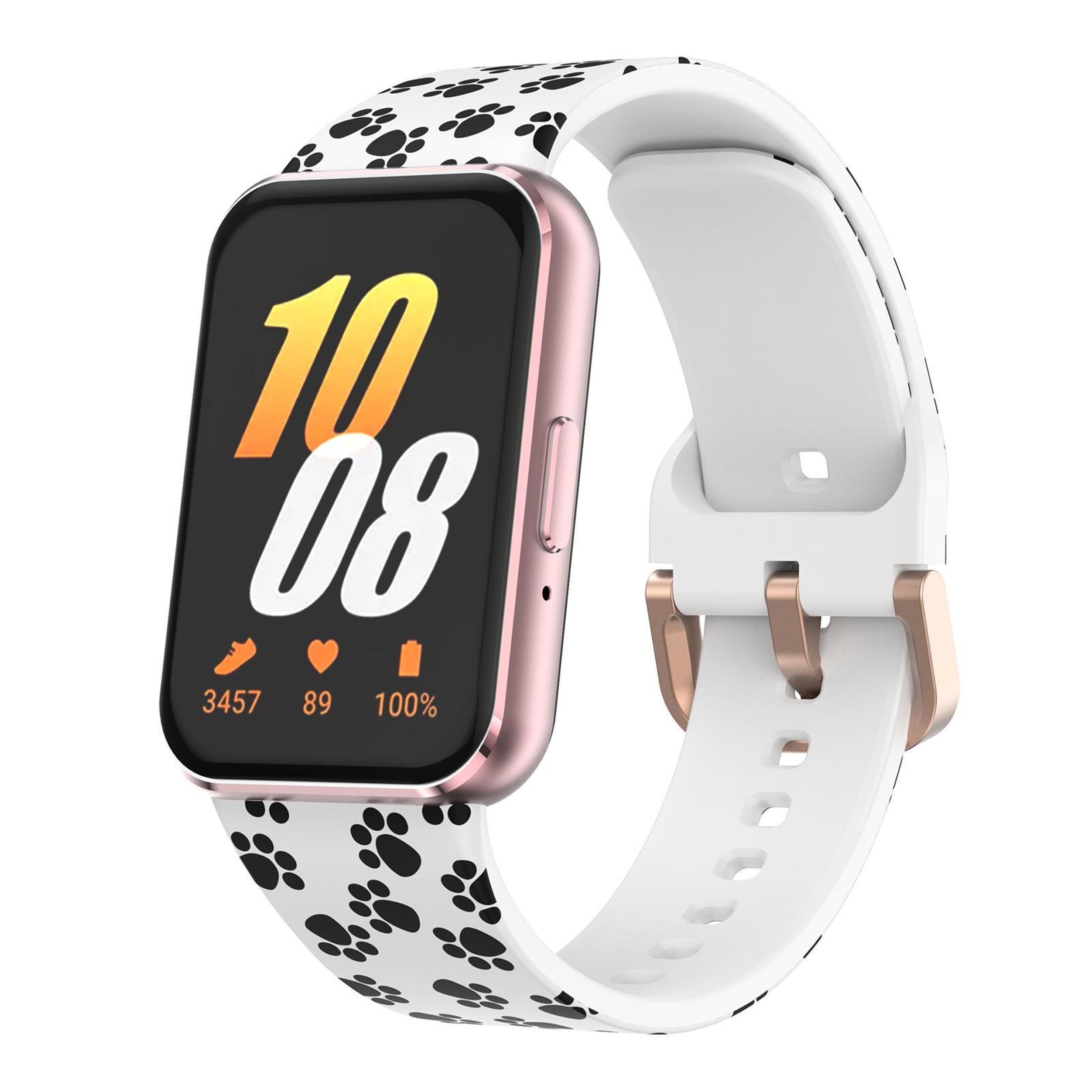 Samsung Galaxy Fit3 Silicone Watch Band With Gold Buckle Printed Adjustable Replacement Strap 8