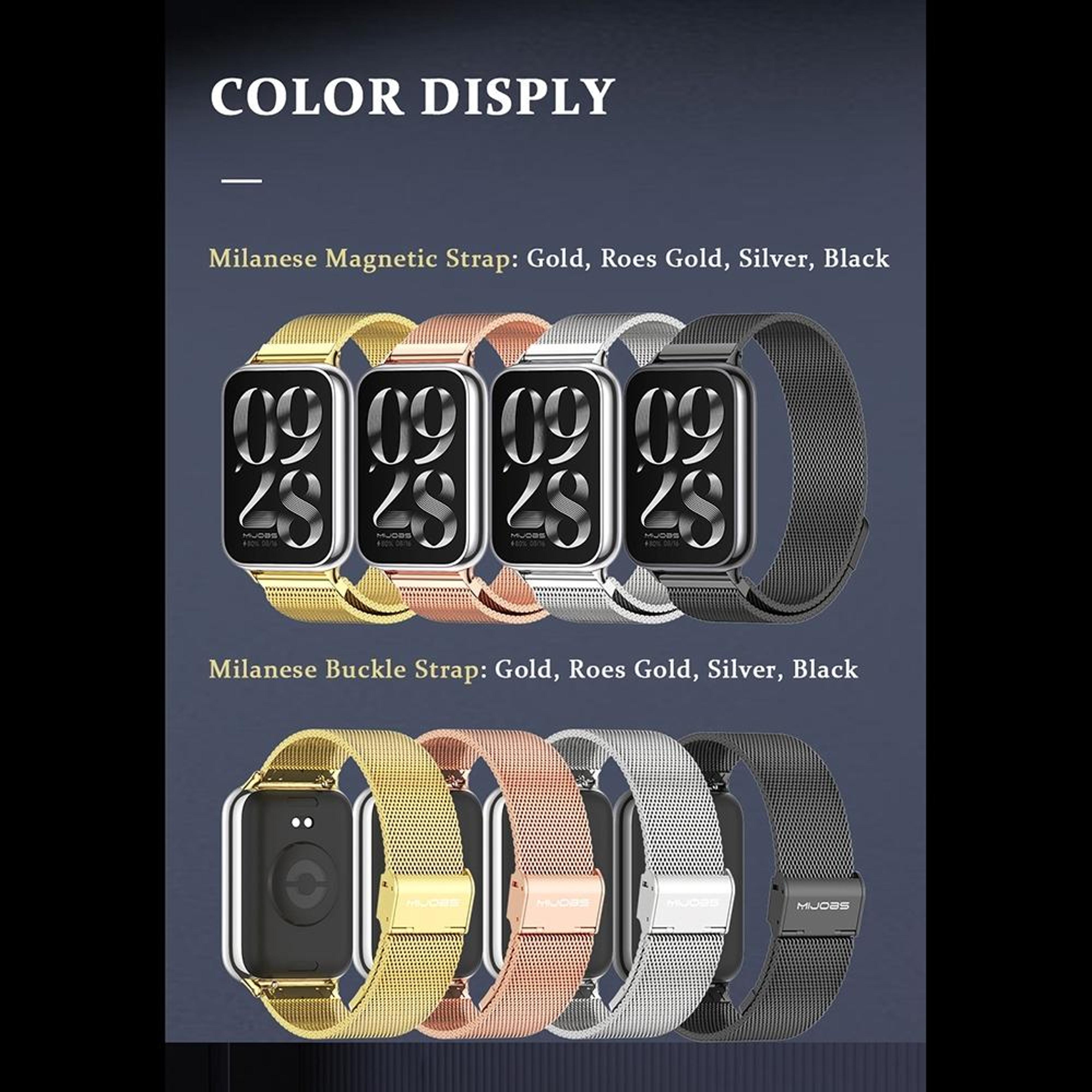 Mijobs Milan Magnetic Stainless Steel Watch Band For Xiaomi Band 10 Pro Redmi Watch 6 5 Adjustable  8