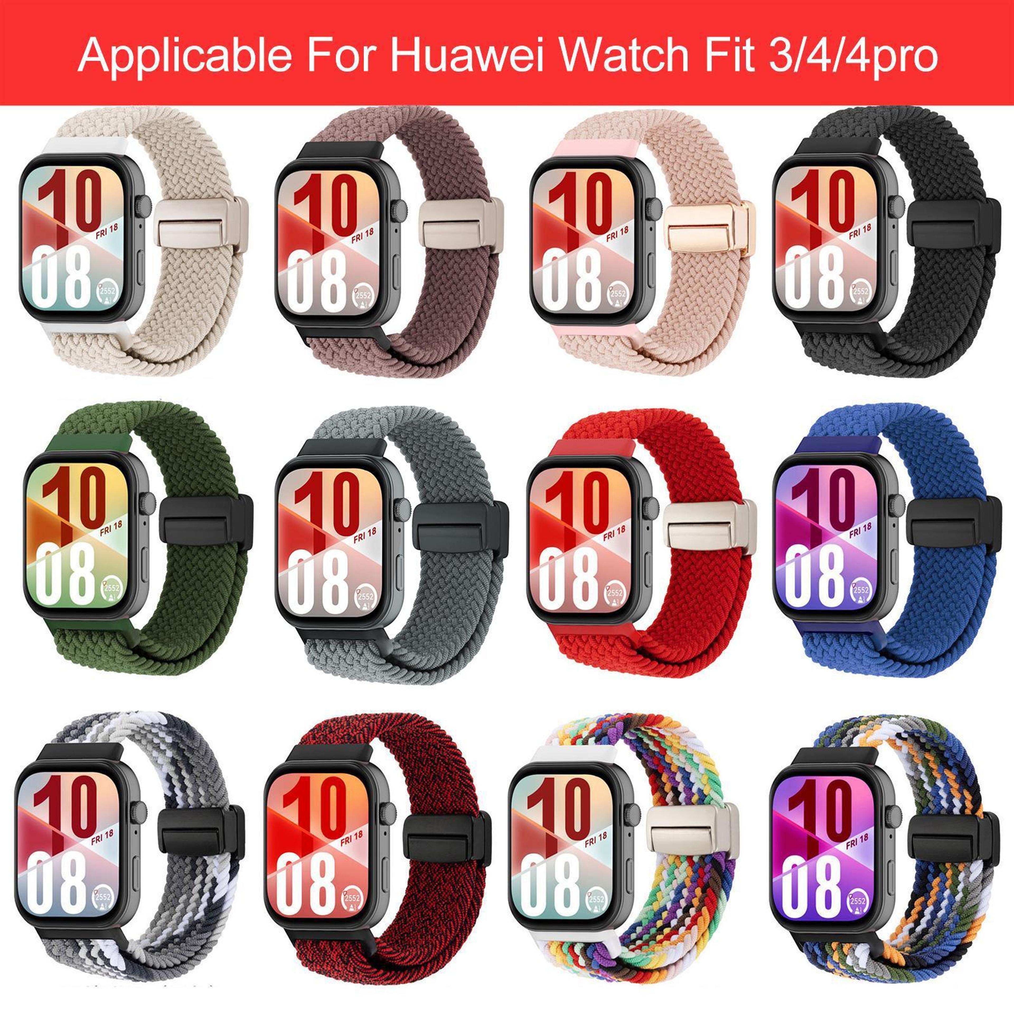 Huawei Watch Fit 5 Fit 5 Pro Fit 4 Magnetic Nylon Watch Band Breathable Adjustable Woven Strap 5