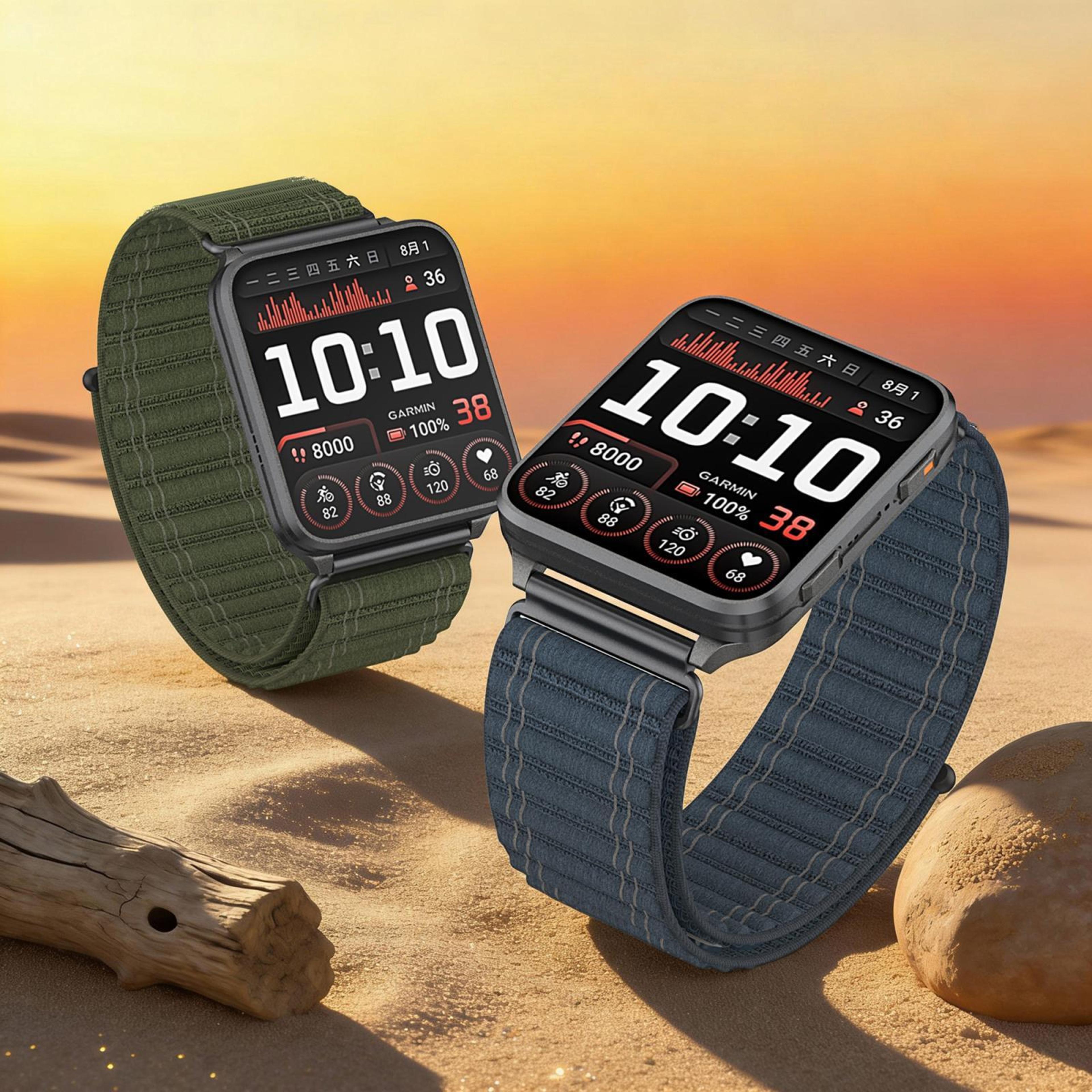 Garmin Venu X1 Nylon Watch Band Mountain Wave Pattern Adjustable Loop Strap 6