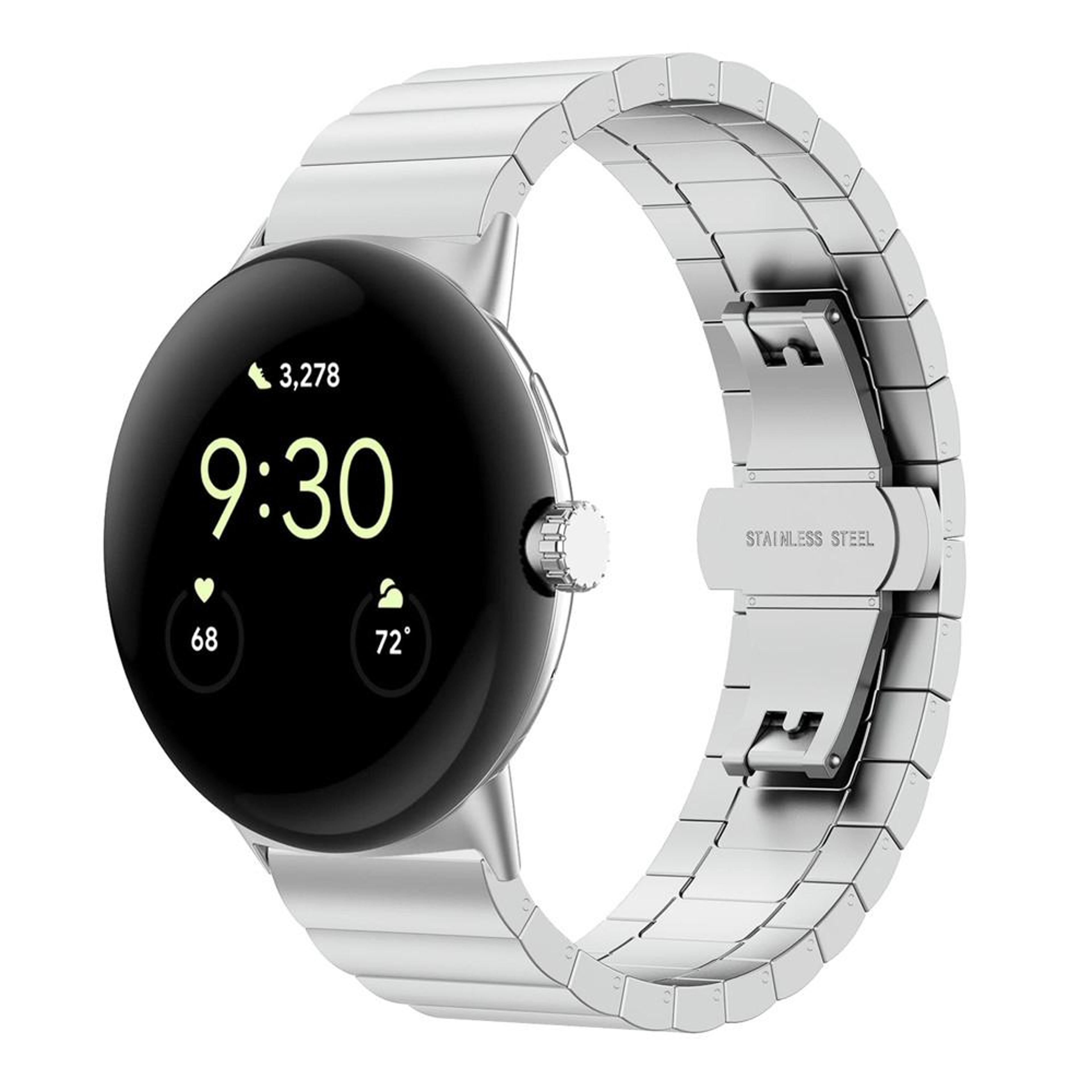 Google Pixel Watch 4 3 2 1 41mm Stainless Steel Watch Band With Butterfly Buckle 5