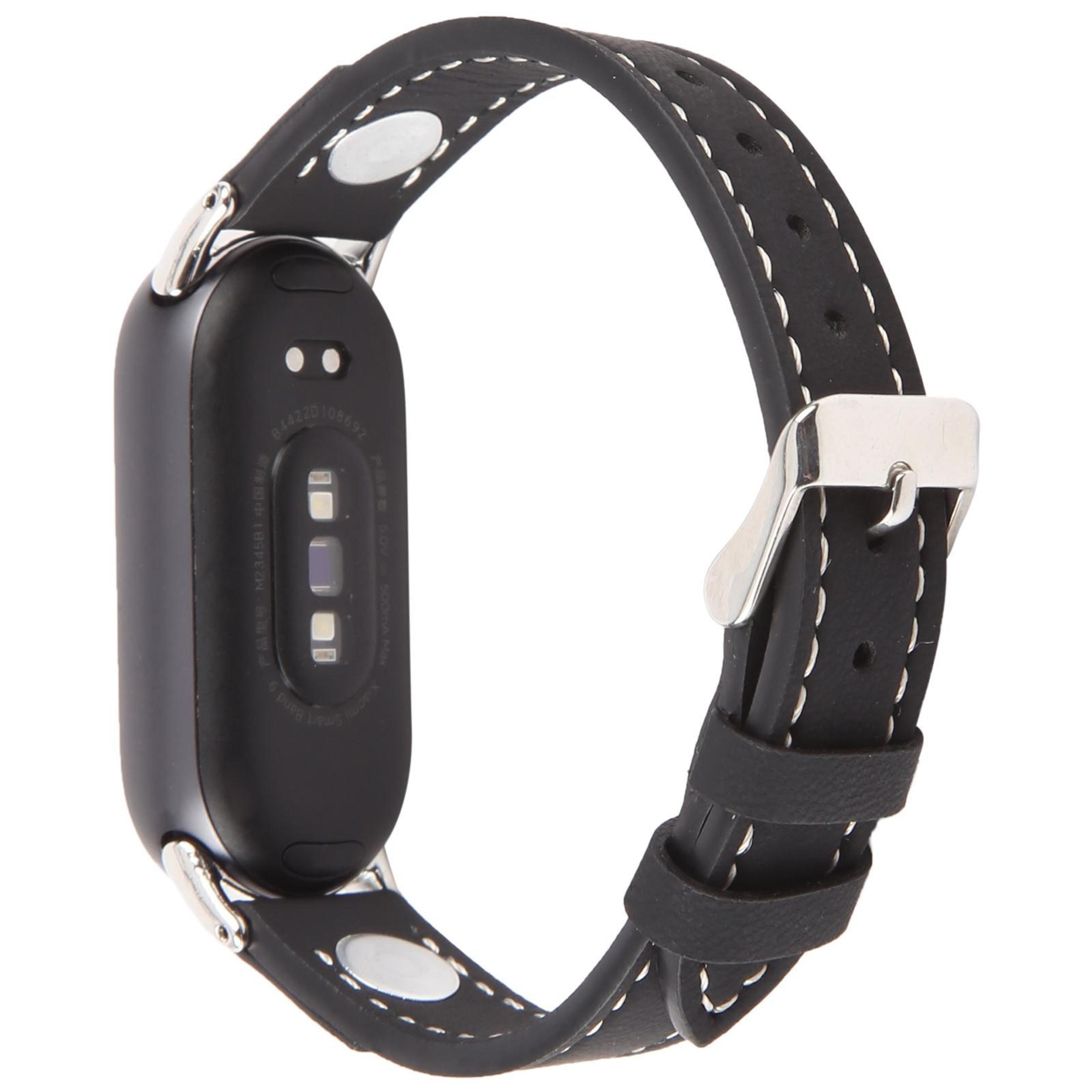 Xiaomi Smart Band 10 9 8 Leather Watch Band Rivet Camellia Microfiber Replacement Strap 2