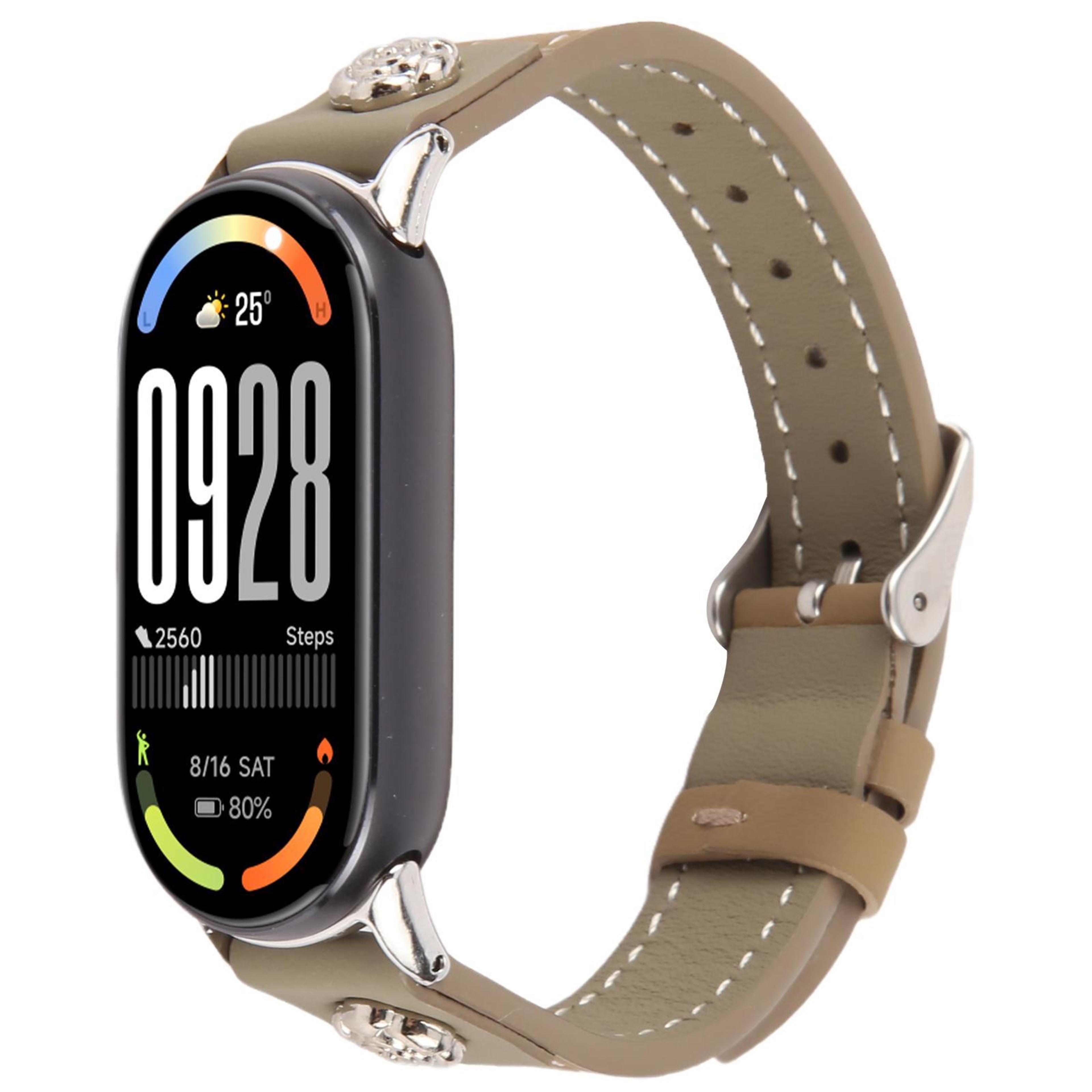 Xiaomi Smart Band 10 9 8 Leather Watch Band Rivet Camellia Microfiber Replacement Strap 8