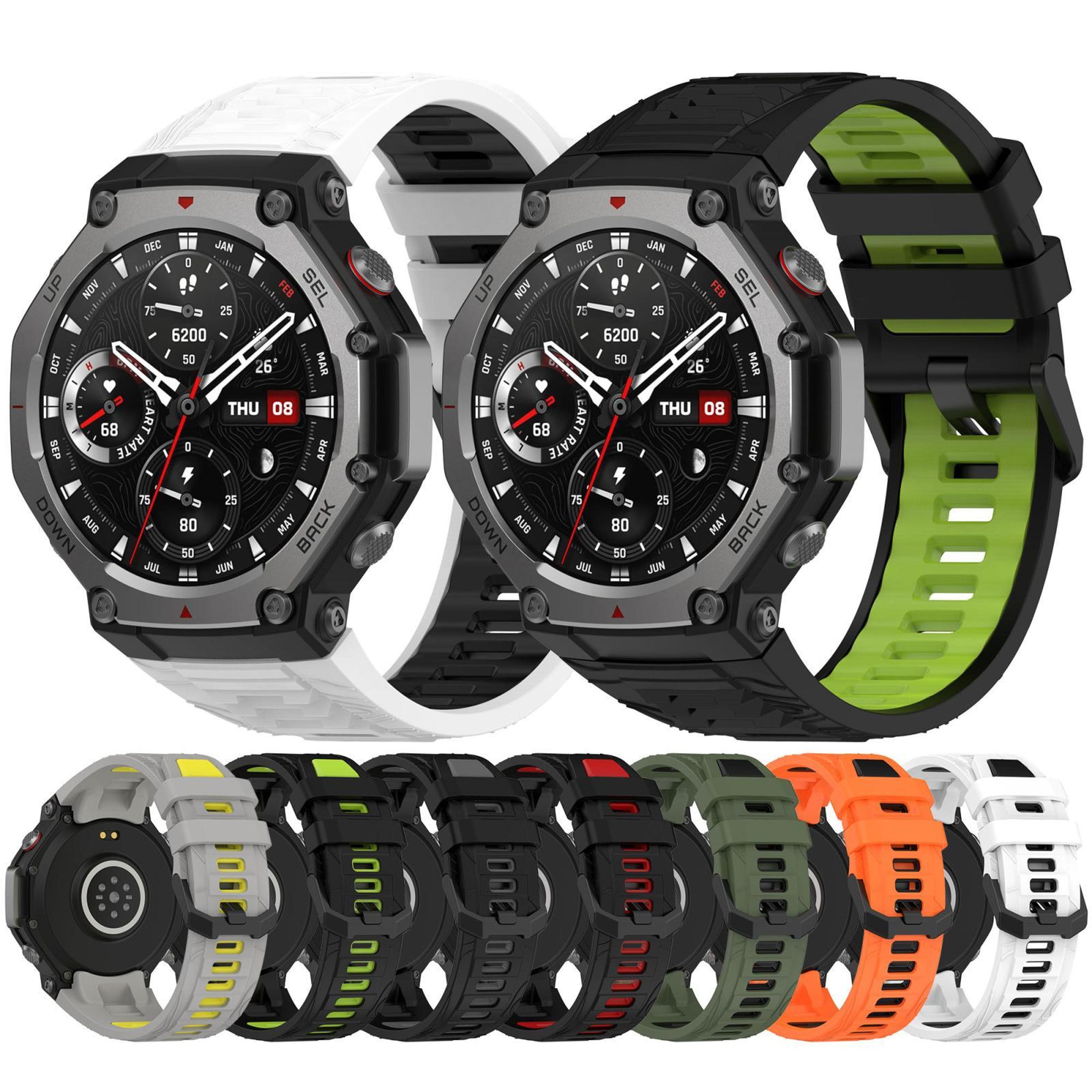 Amazfit T Rex 3 Silicone Watch Band Two Color Sport Replacement Strap With Black Buckle 9