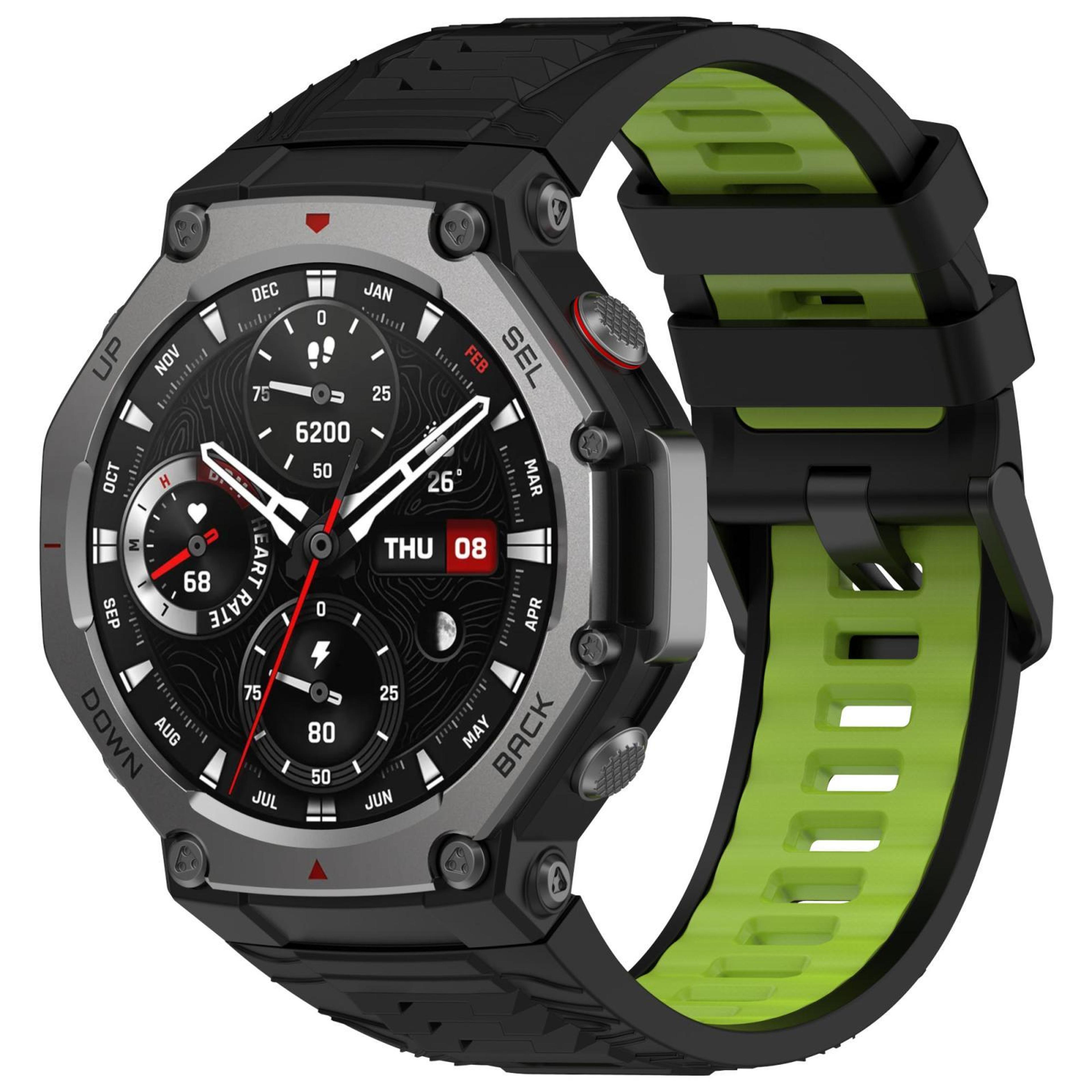 Amazfit T Rex 3 Silicone Watch Band Two Color Sport Replacement Strap With Black Buckle 15