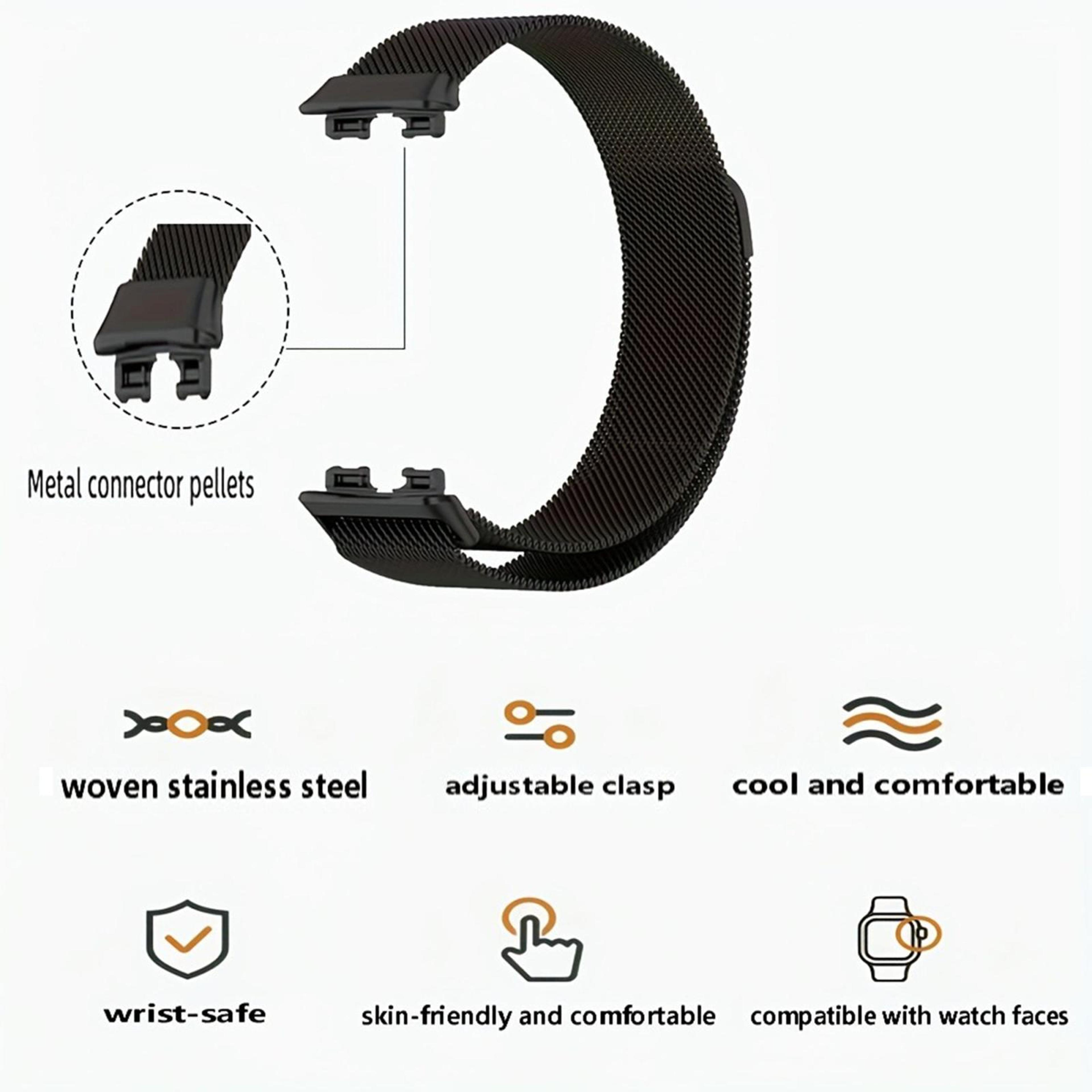 Huawei Band 10 9 8 Milanese Magnetic Watch Band With TPU Protective Cover Stainless Steel Strap 8