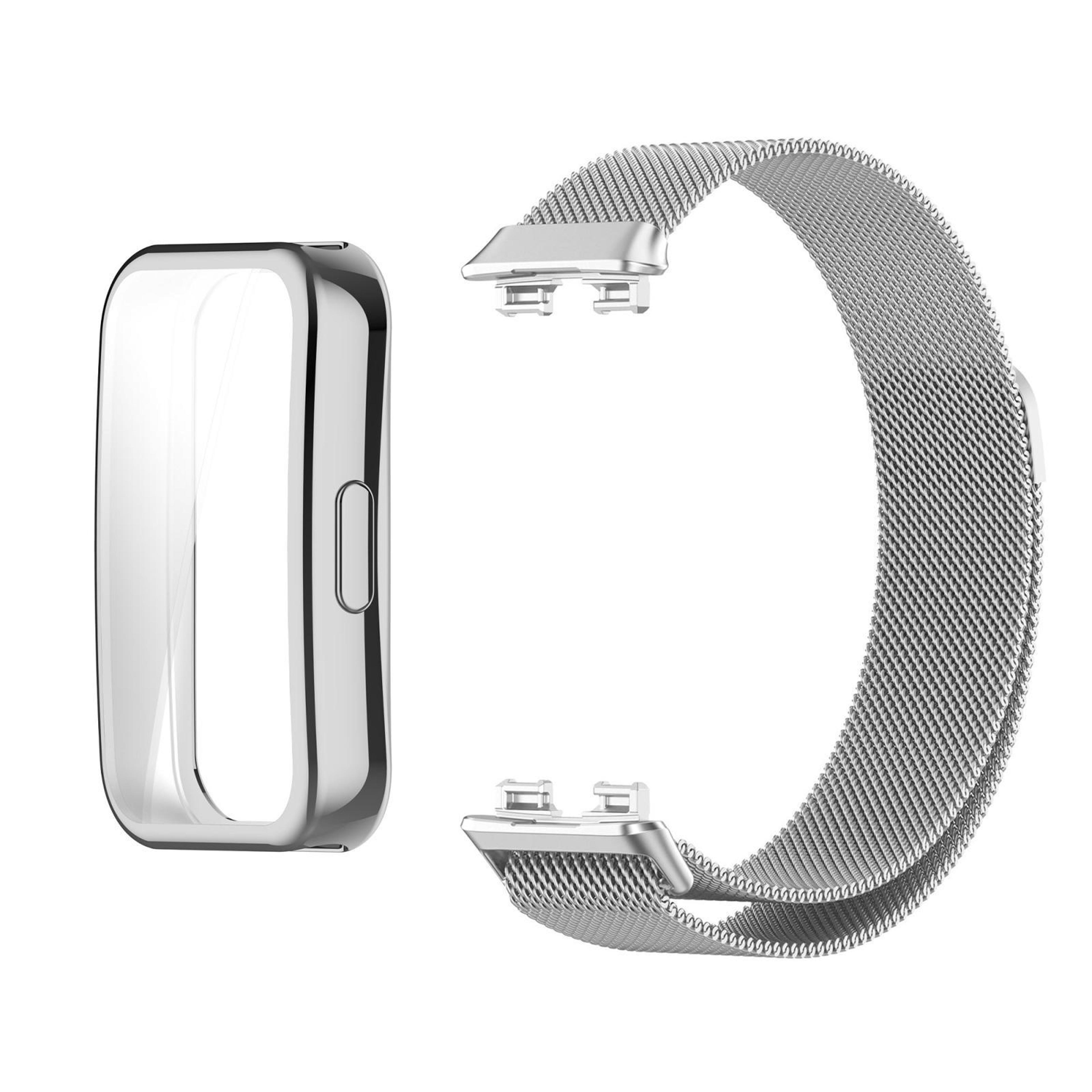 Huawei Band 10 9 8 Milanese Magnetic Watch Band With TPU Protective Cover Stainless Steel Strap 12