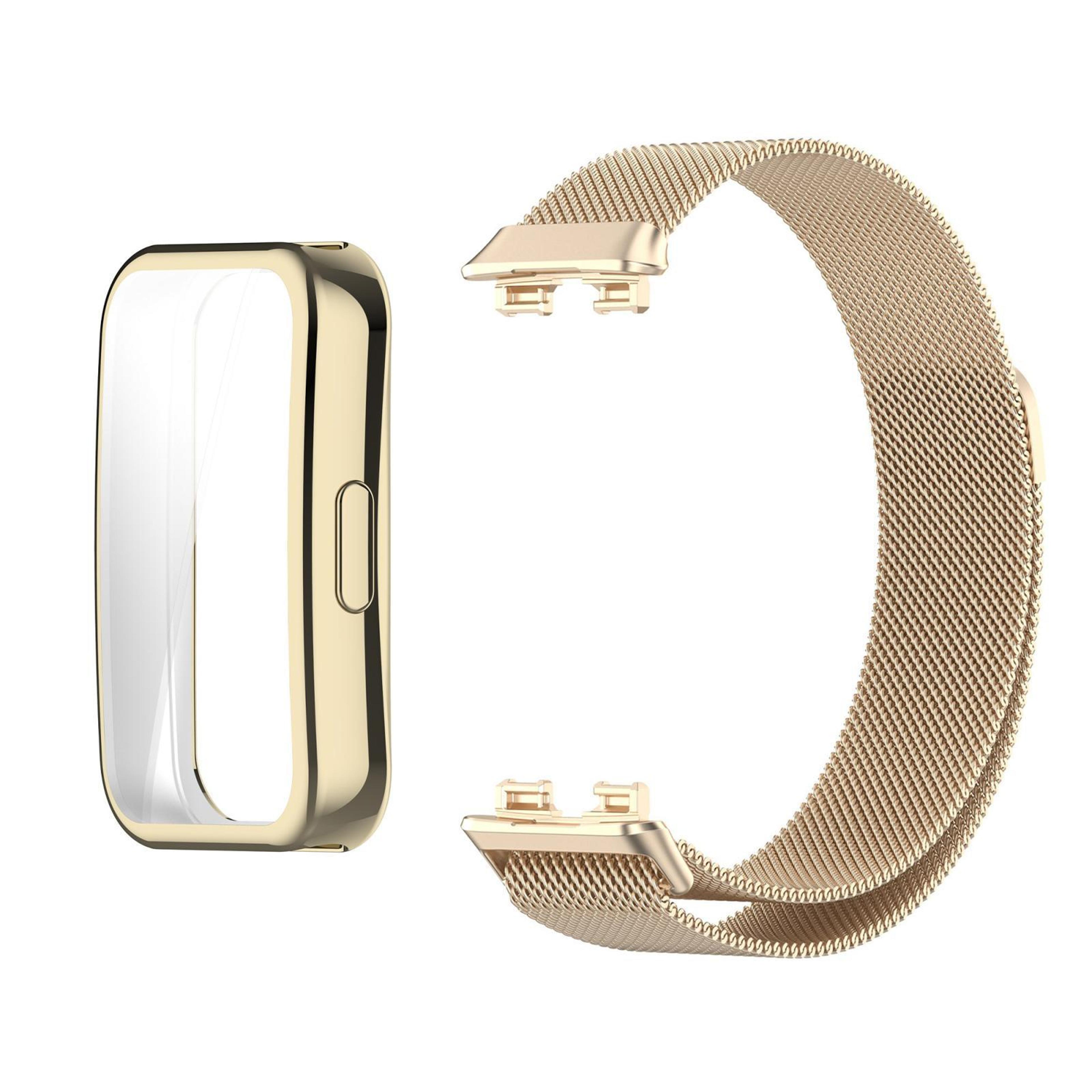 Huawei Band 10 9 8 Milanese Magnetic Watch Band With TPU Protective Cover Stainless Steel Strap 14