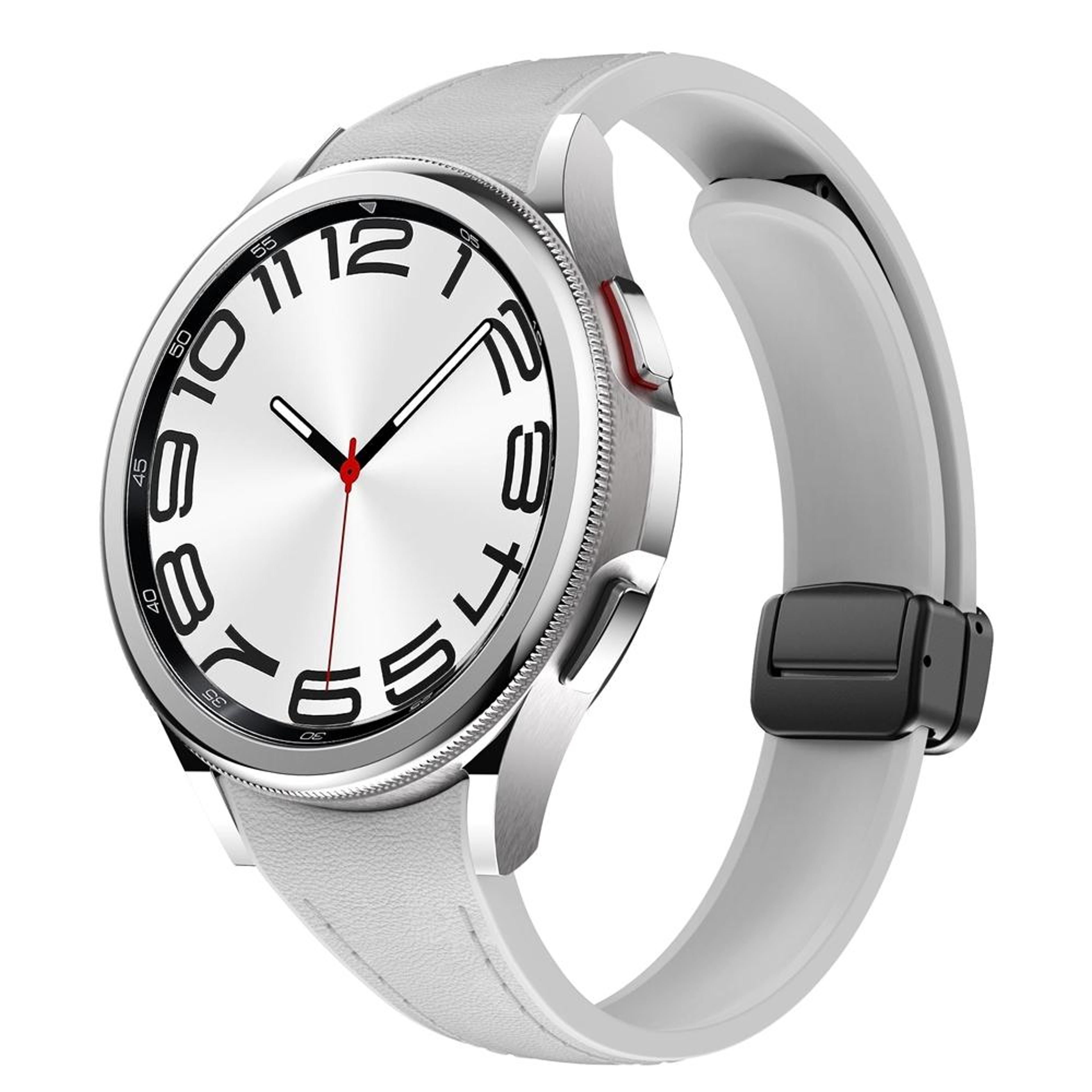Samsung Galaxy Watch6 Magnetic Leather Watch Band Slim Silicone Watch Strap With Black Buckle 8