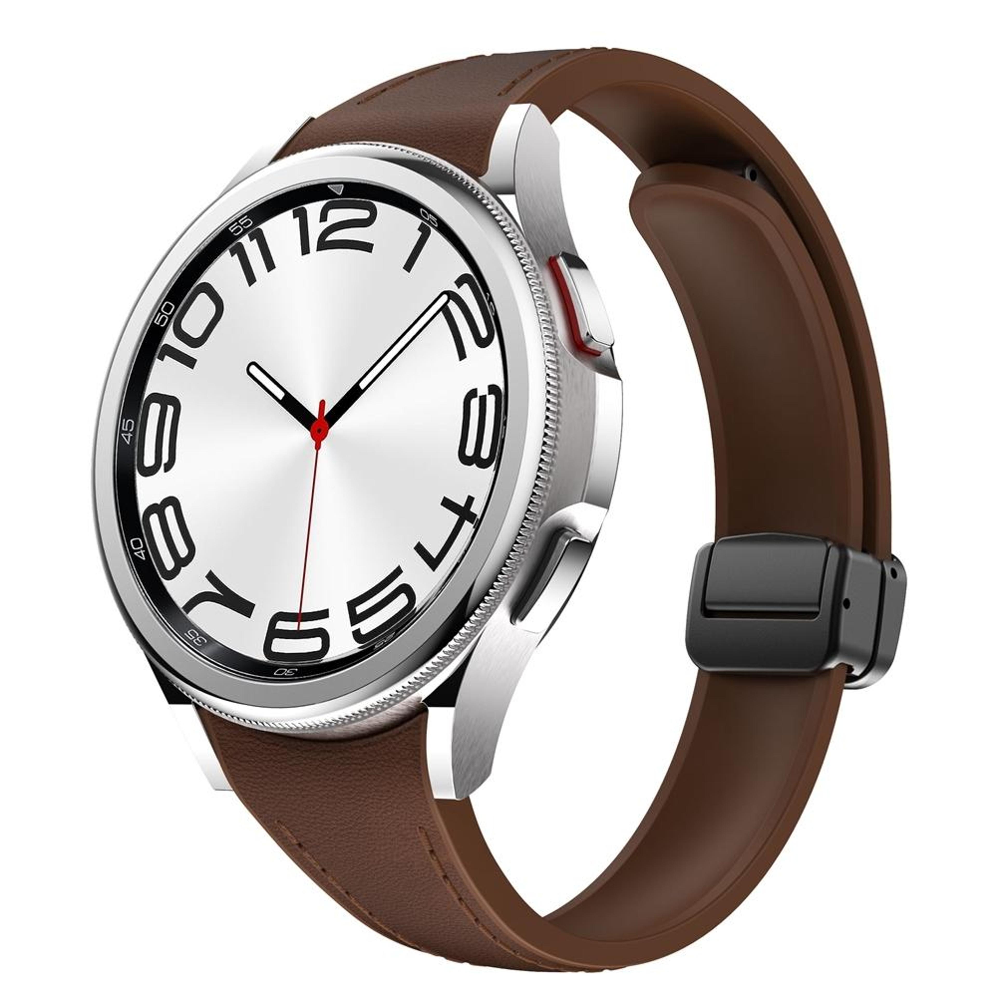 Samsung Galaxy Watch6 Magnetic Leather Watch Band Slim Silicone Watch Strap With Black Buckle 13