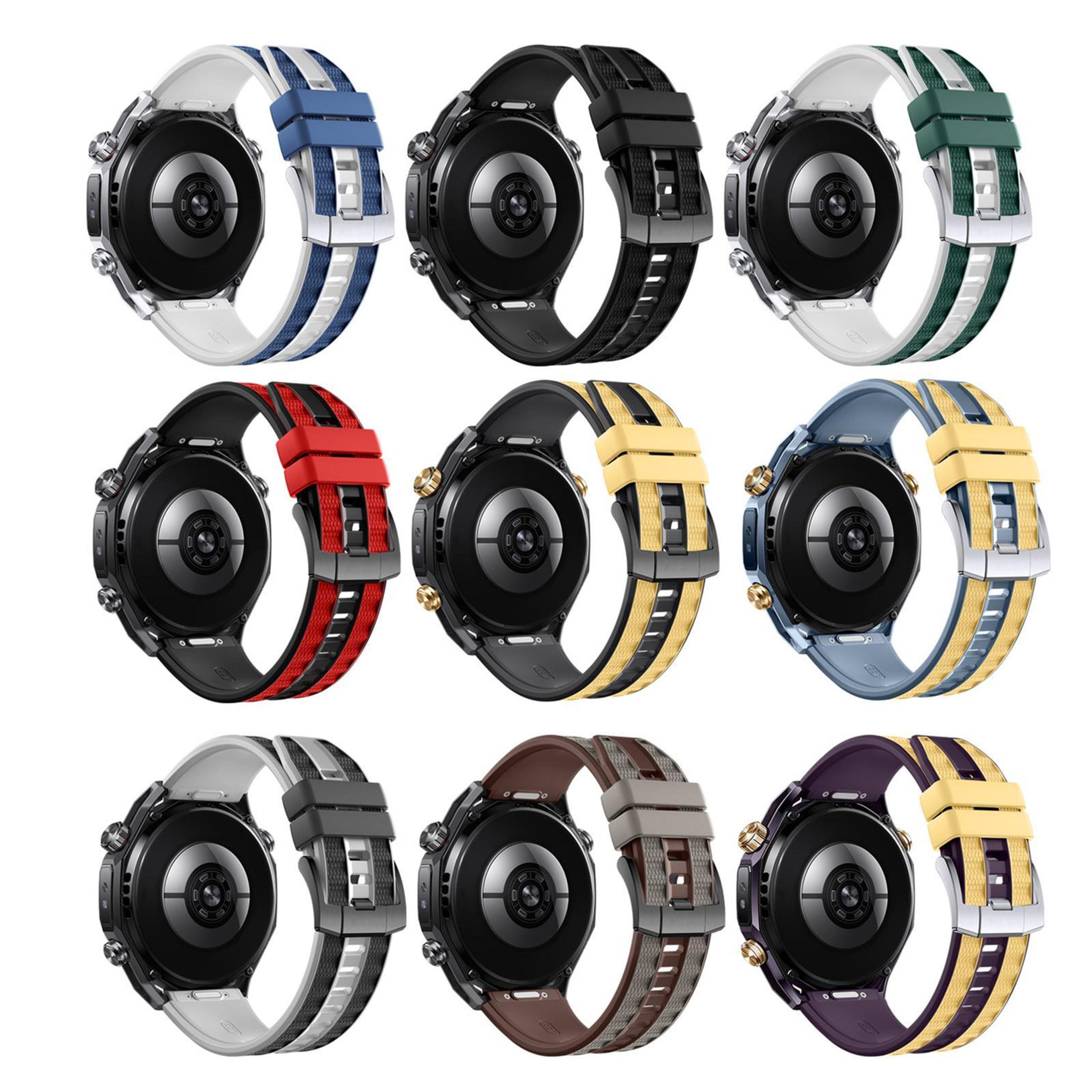 Silicone Watch Band Two Color Woven Texture Quick Release Replacement Strap 5