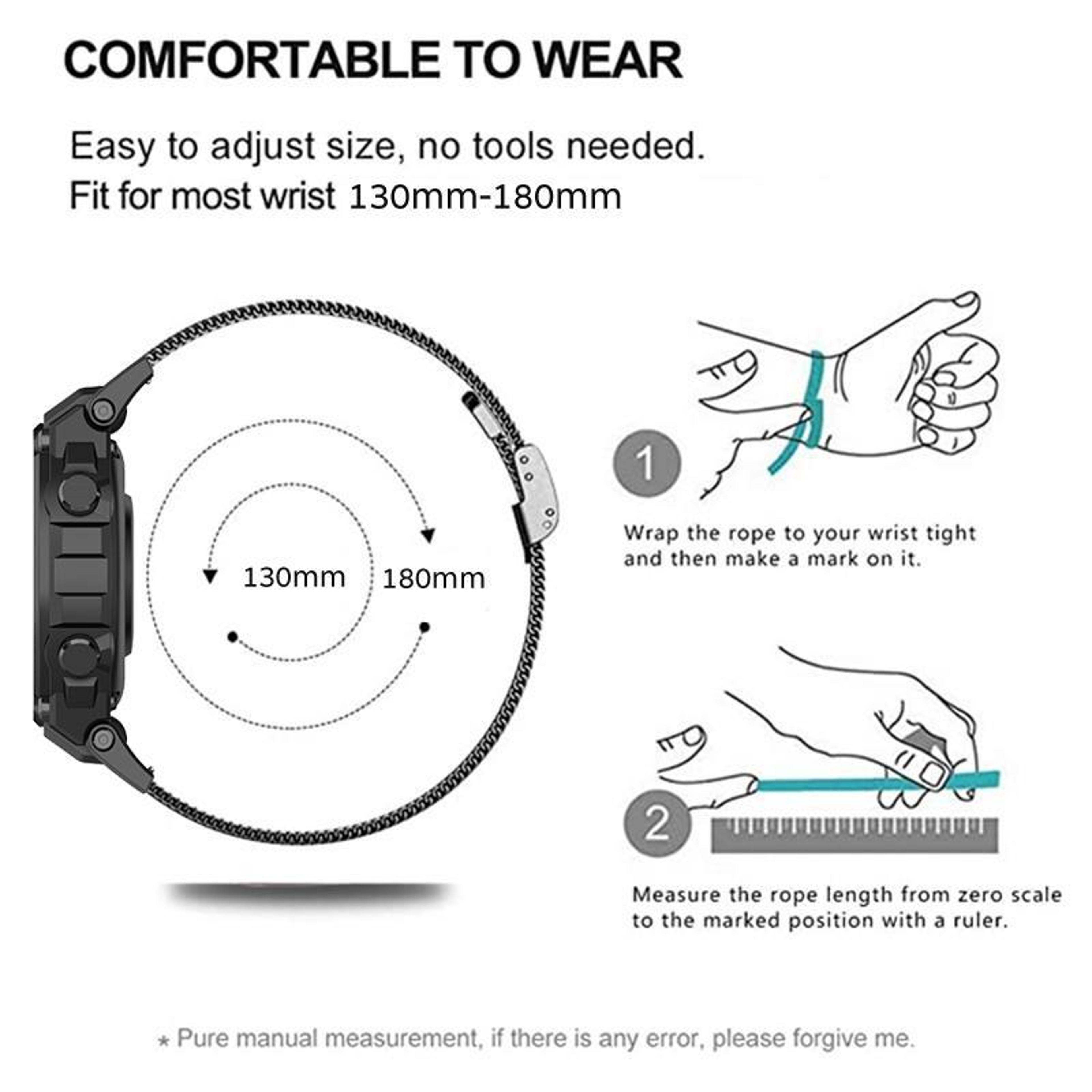 Amazfit T Rex Pro Stainless Steel Watch Band Fine Mesh Adjustable Metal Strap 4