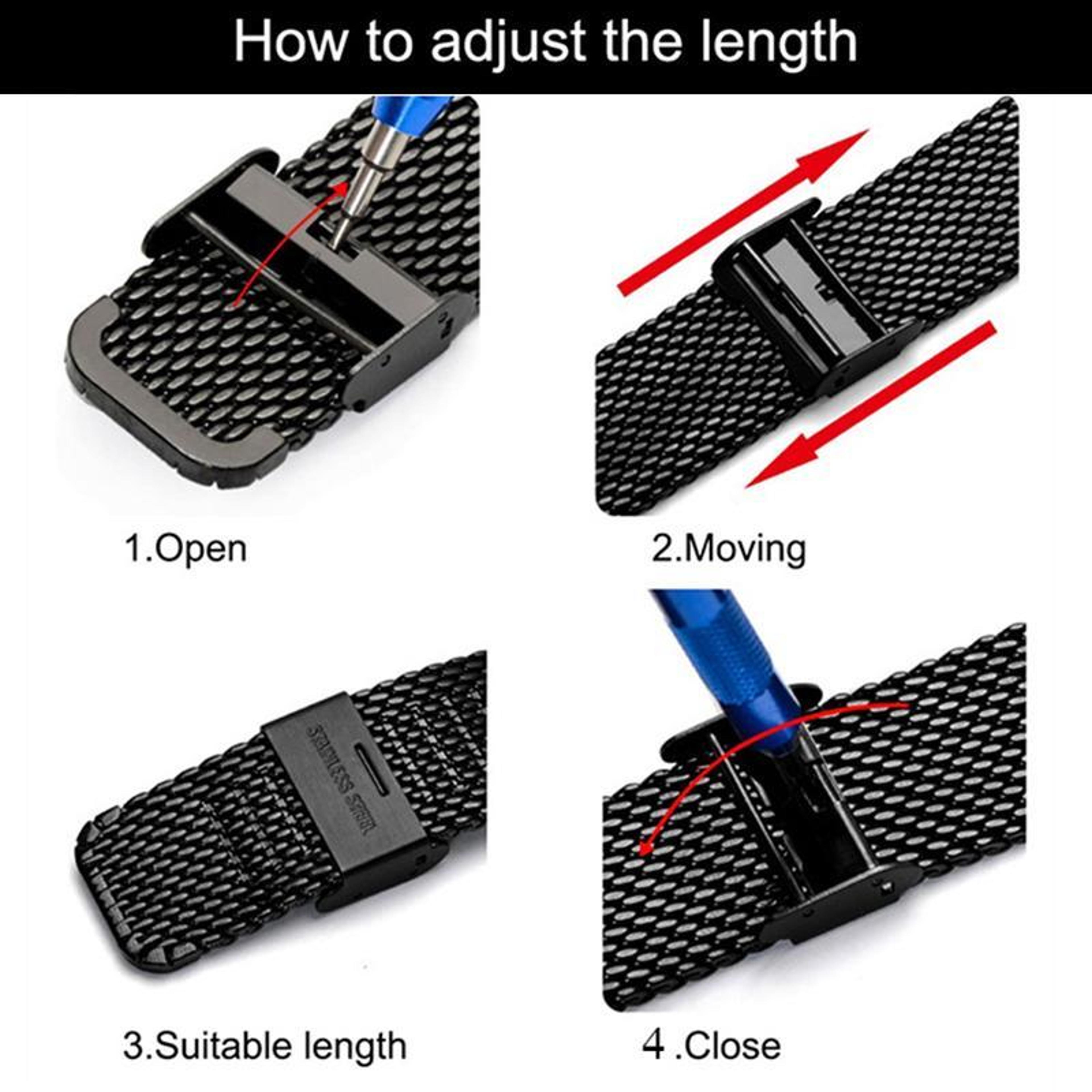 Amazfit T Rex Pro Stainless Steel Watch Band Fine Mesh Adjustable Metal Strap 5