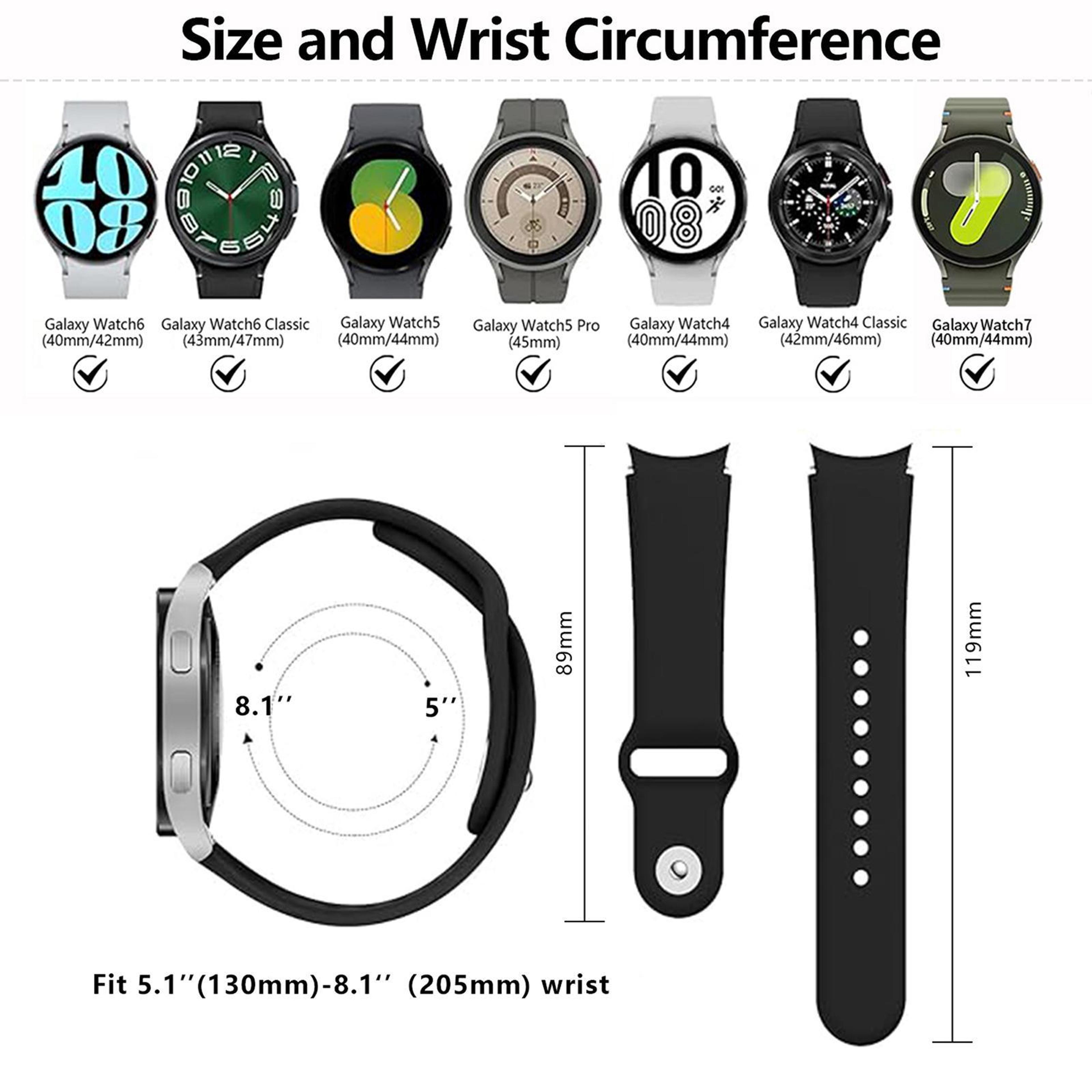 KALEBOL Samsung Galaxy Watch 7 6 5 4 Silicone Watch Band Reverse Buckle Adjustable Replacement Stra 6