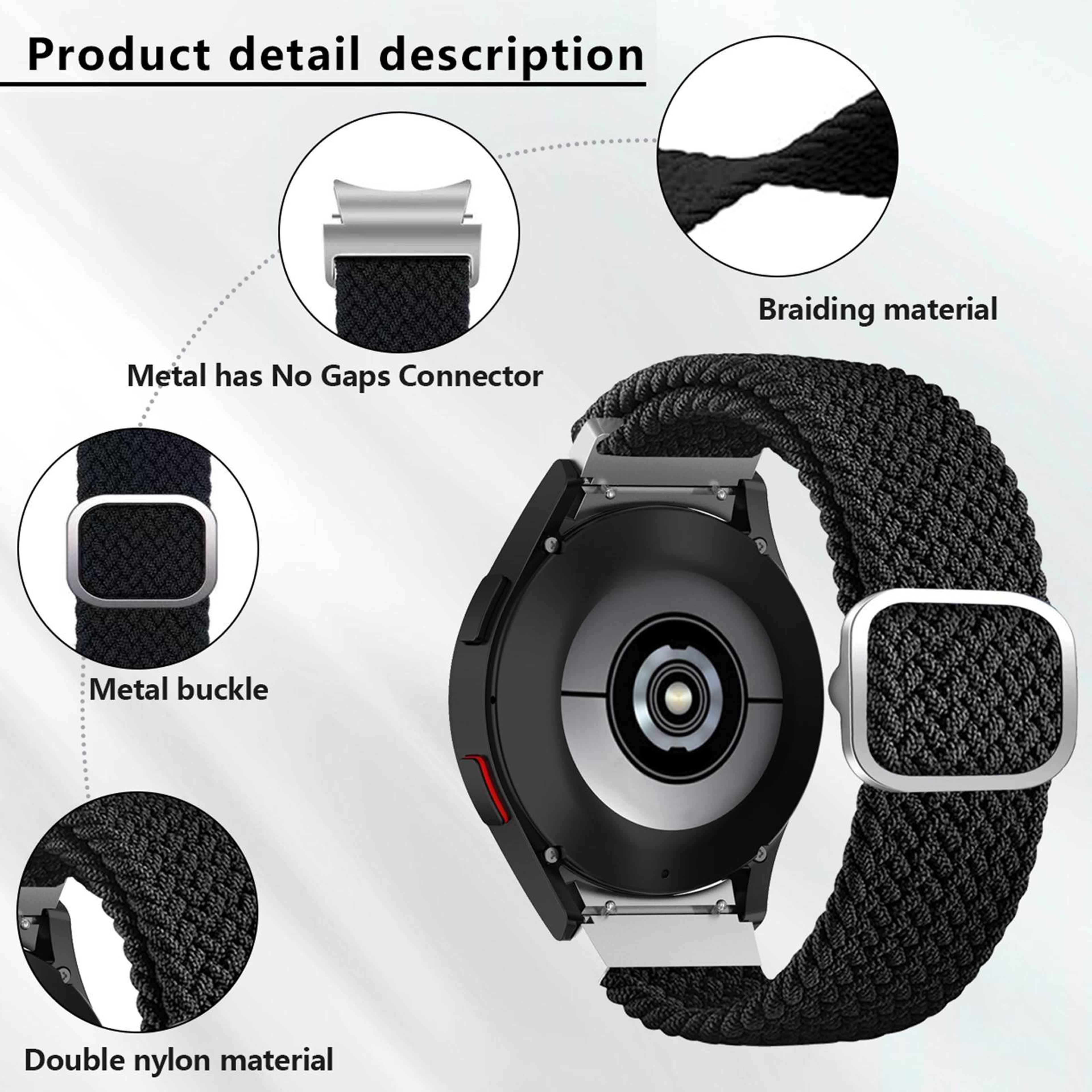Kalebol Braided Samsung Galaxy Watch Band Nylon Adjustable Strap For Galaxy Watch 7 6 5 4 8
