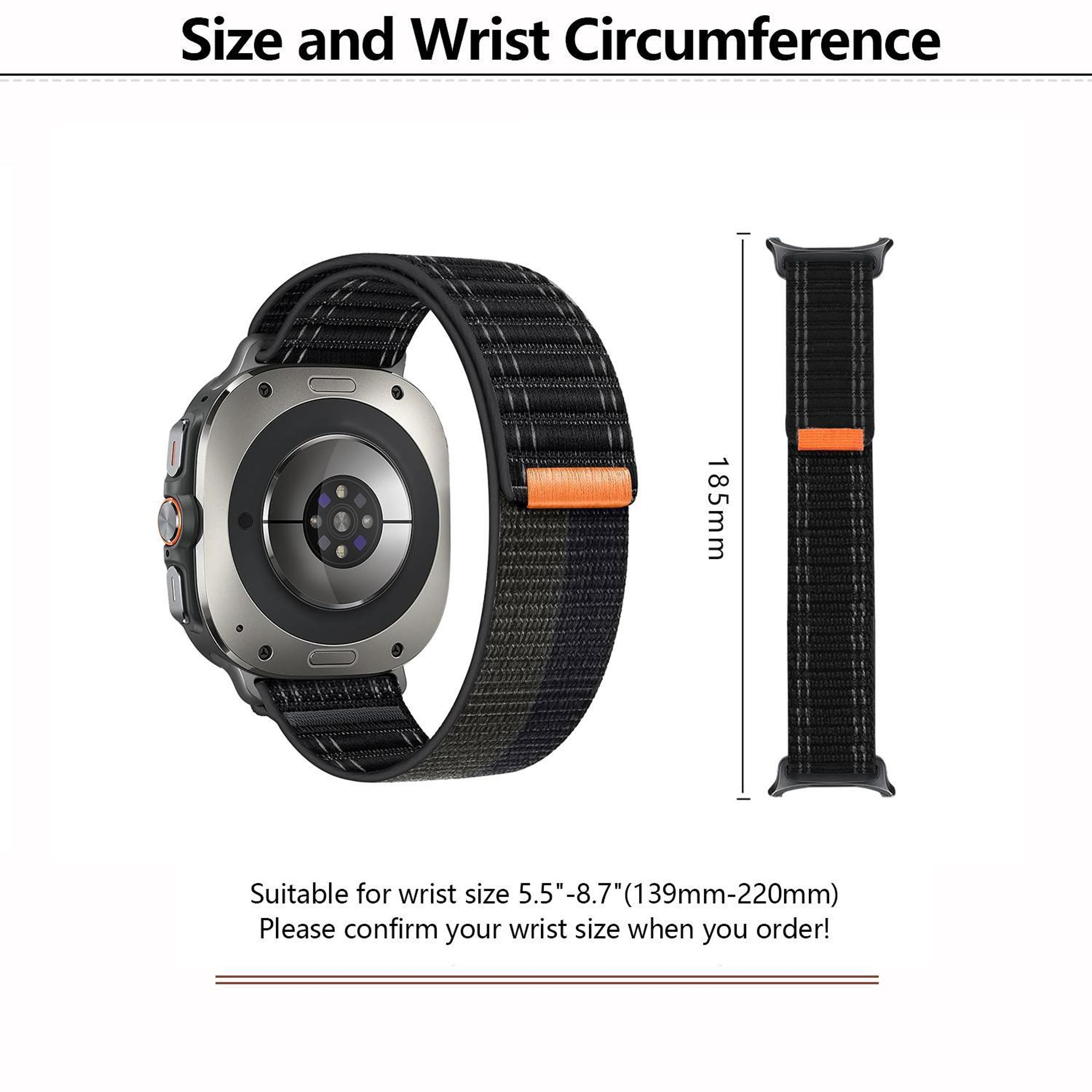 Samsung Galaxy Watch Ultra 47mm Nylon Watch Band Hook And Loop Adjustable Sport Strap 3