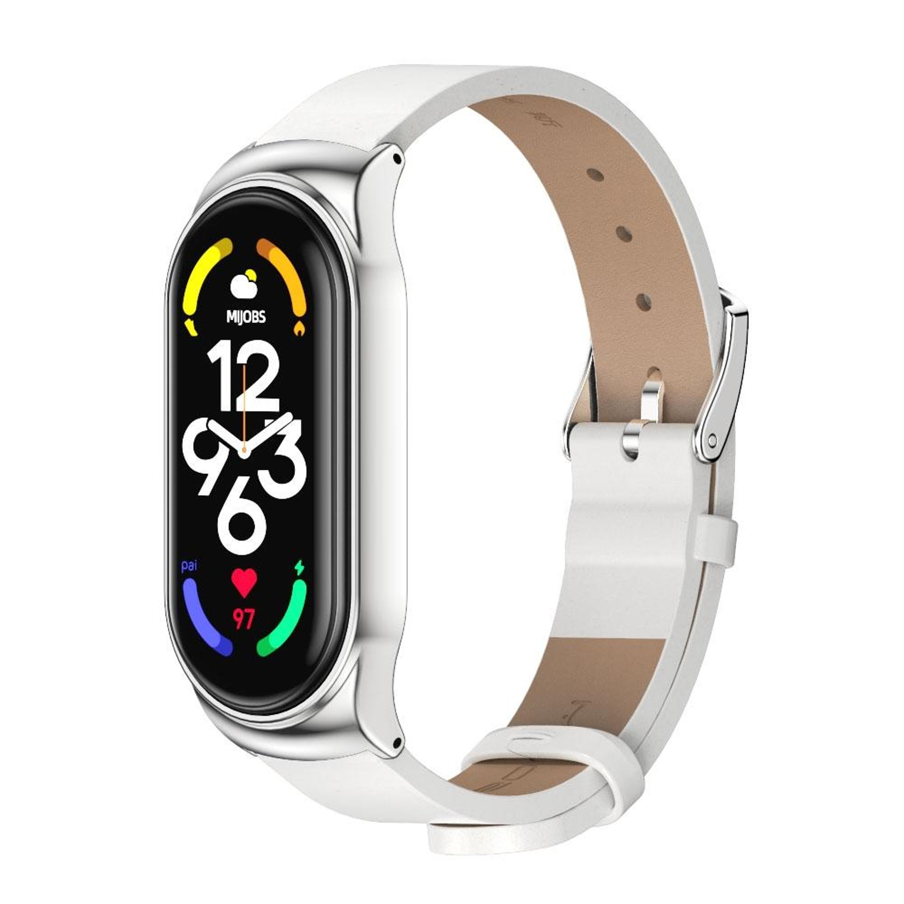 MIJOBS Xiaomi Mi Band 7 Strap Metal Case With Microfiber Leather Watch Band Replacement 5