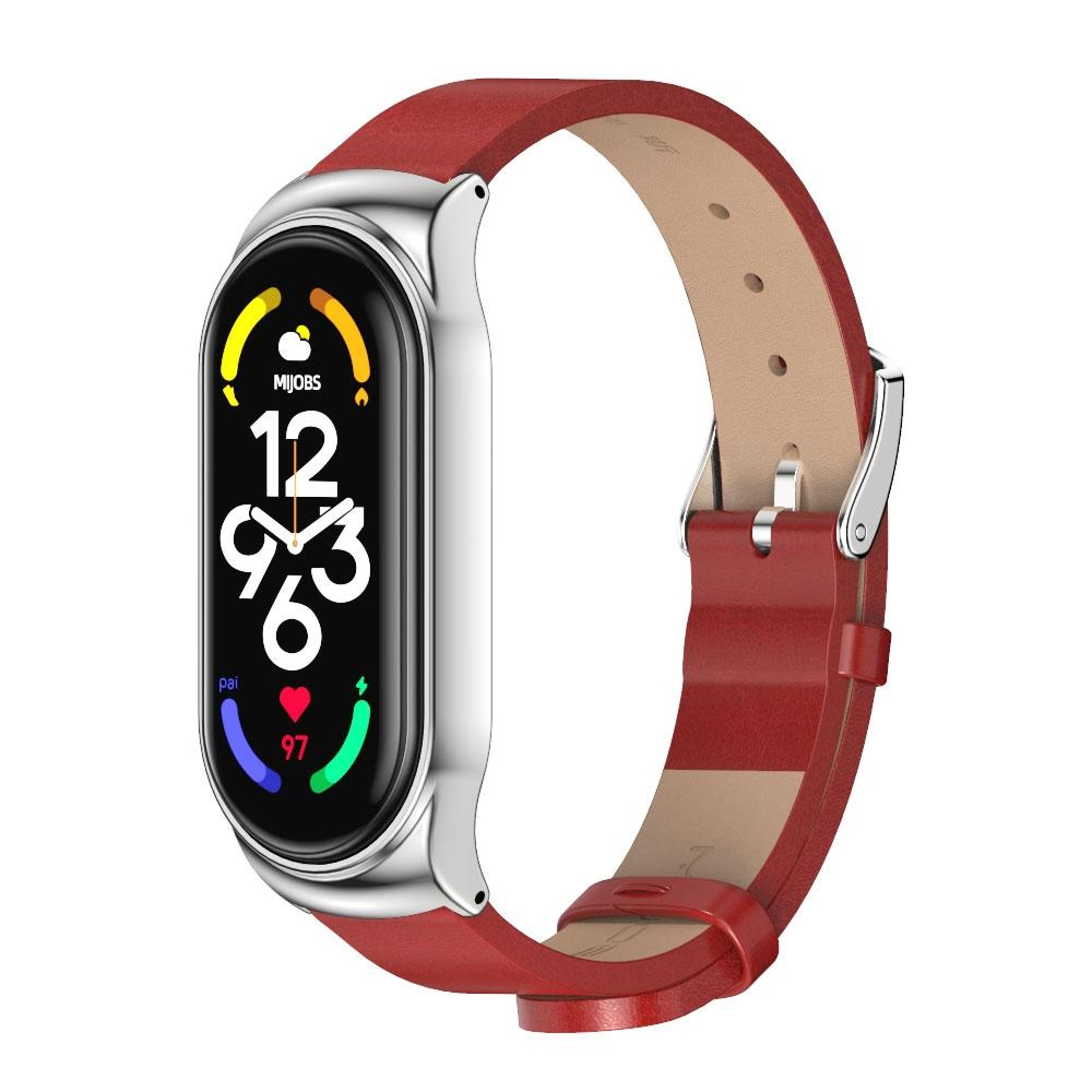 MIJOBS Xiaomi Mi Band 7 Strap Metal Case With Microfiber Leather Watch Band Replacement 7