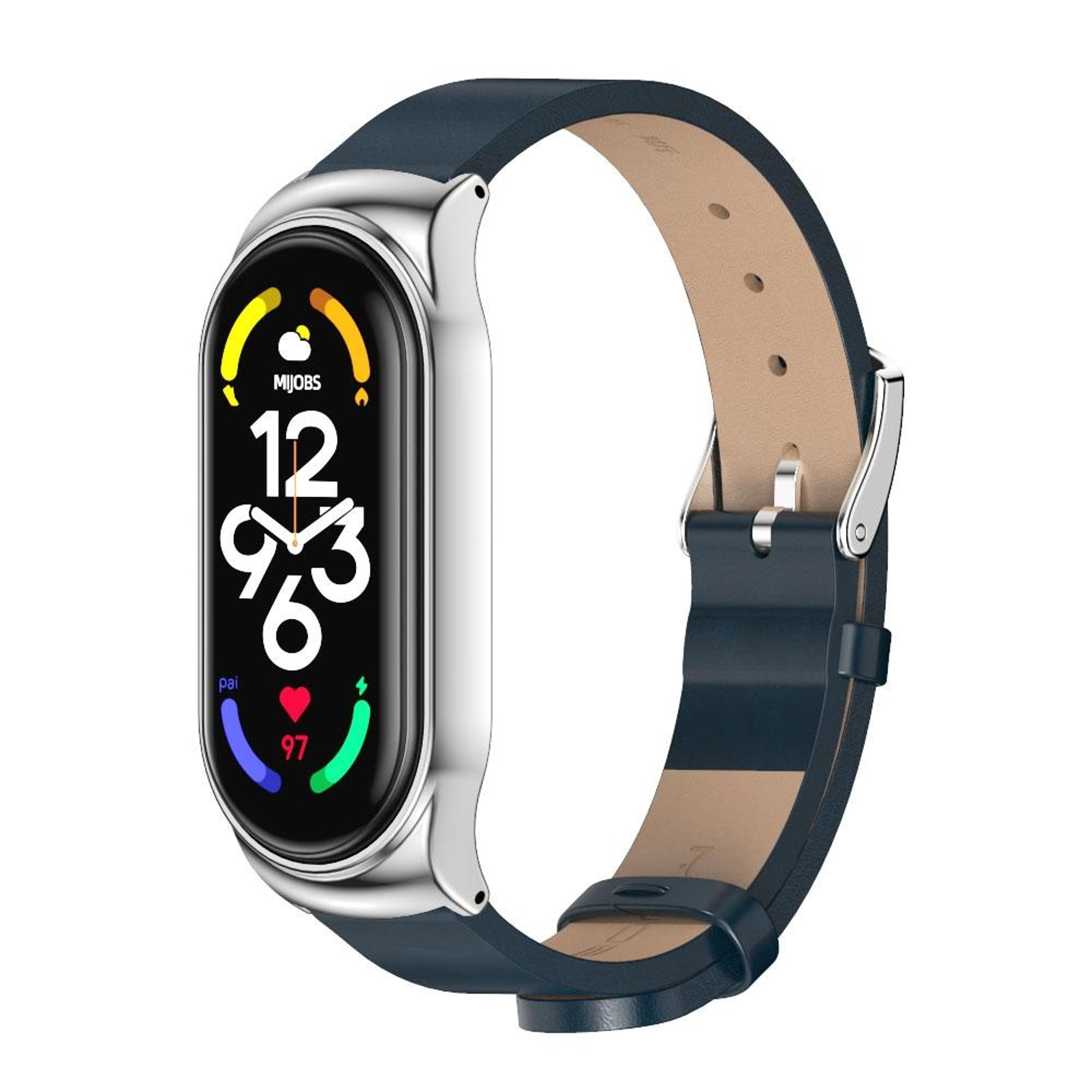MIJOBS Xiaomi Mi Band 7 Strap Metal Case With Microfiber Leather Watch Band Replacement 11