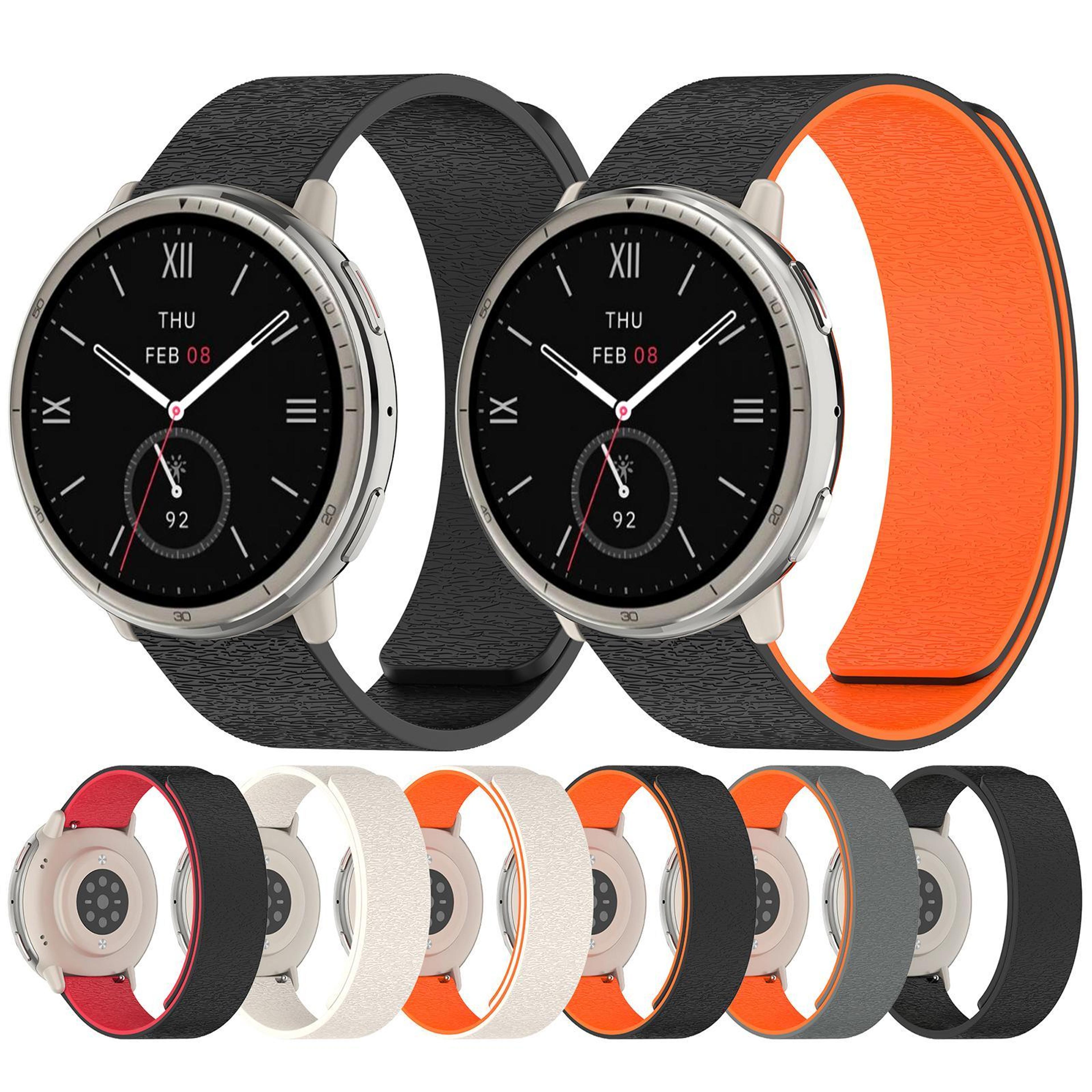 For Amazfit Active 2 Magnetic Silicone Watch Band Cloud Wood Grain Soft Replacement Strap 8