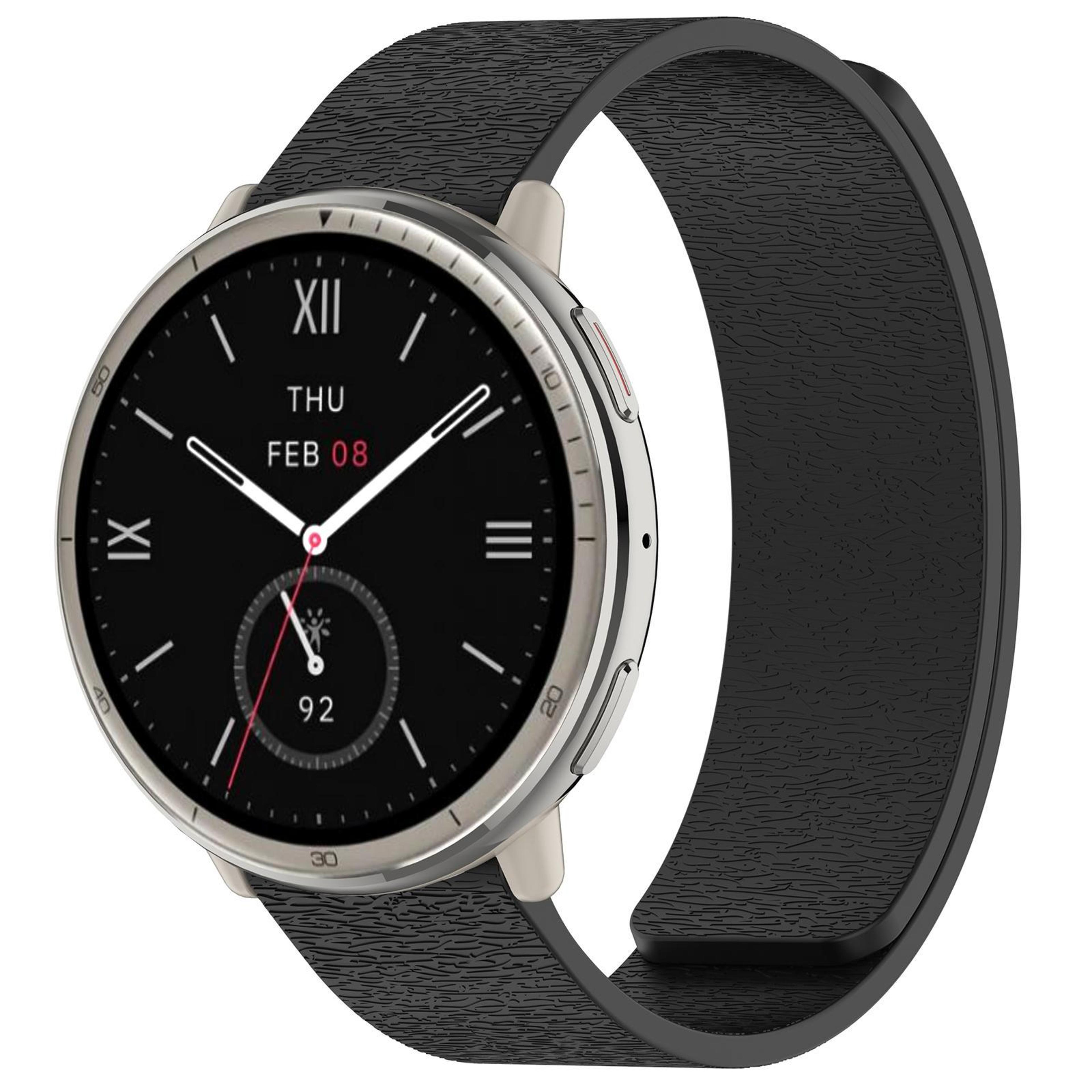 For Amazfit Active 2 Magnetic Silicone Watch Band Cloud Wood Grain Soft Replacement Strap 15