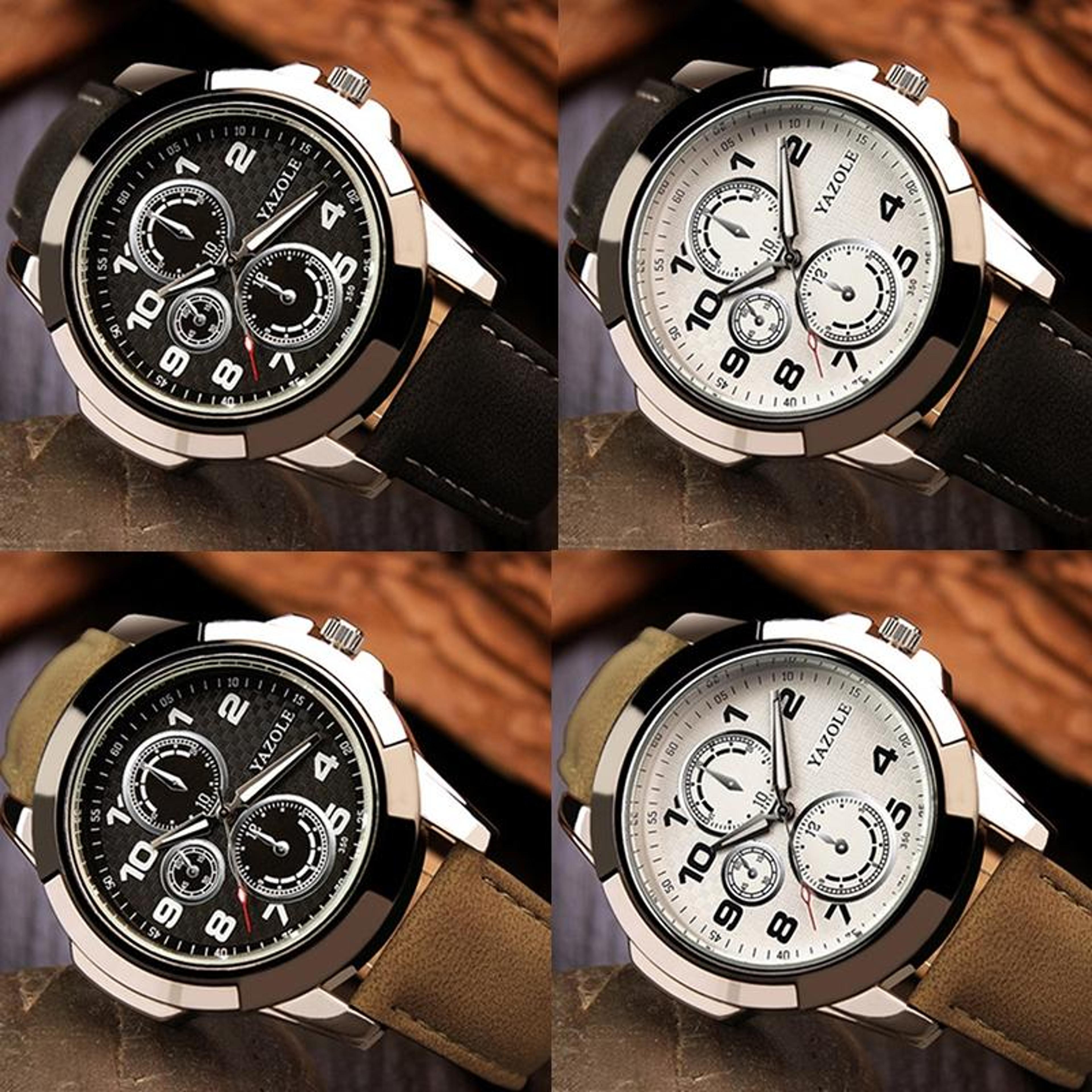 YAZOLE 350 Mens Sports Watch Quartz Watch With Three Eye Dial And 3ATM Water Resistance 2