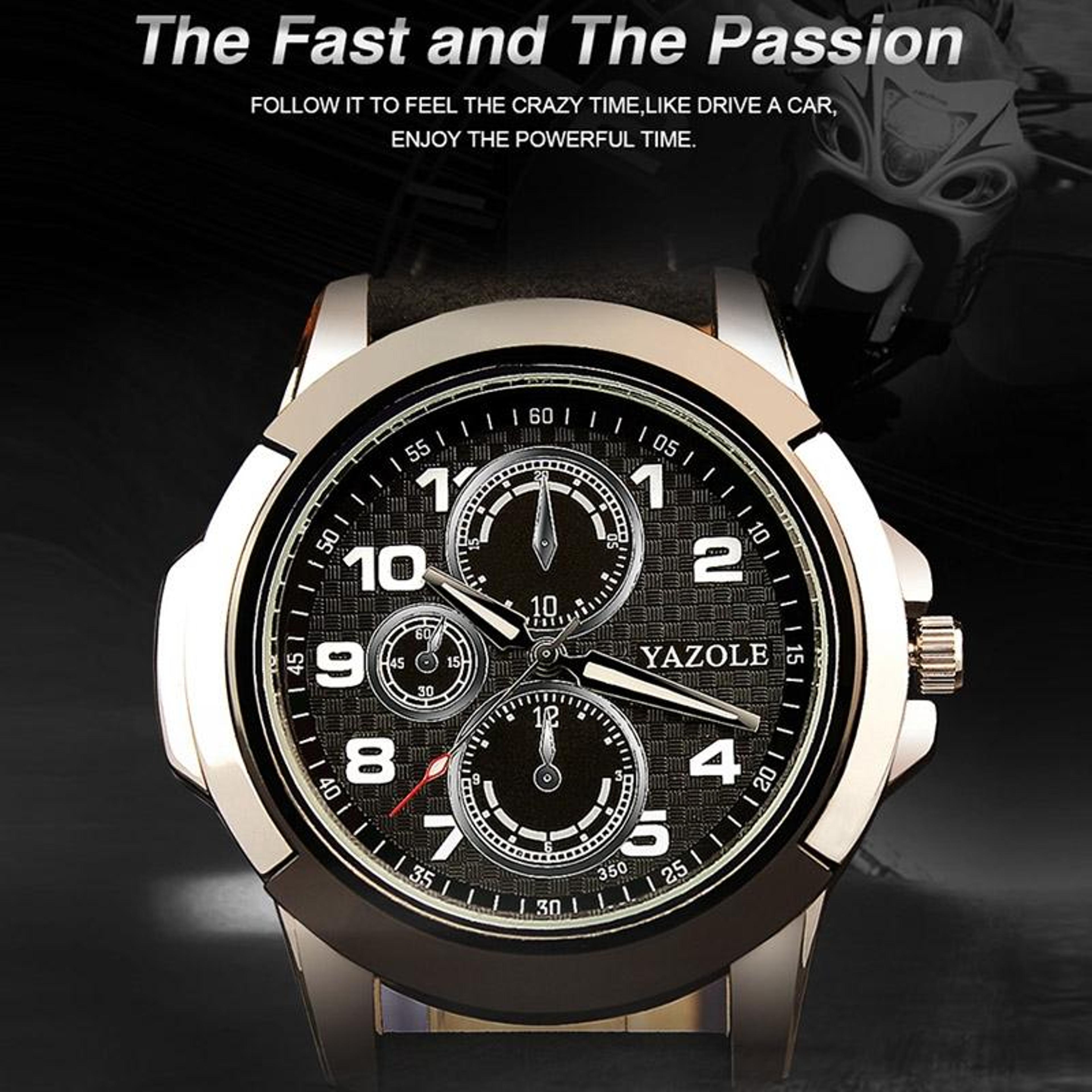 YAZOLE 350 Mens Sports Watch Quartz Watch With Three Eye Dial And 3ATM Water Resistance 4