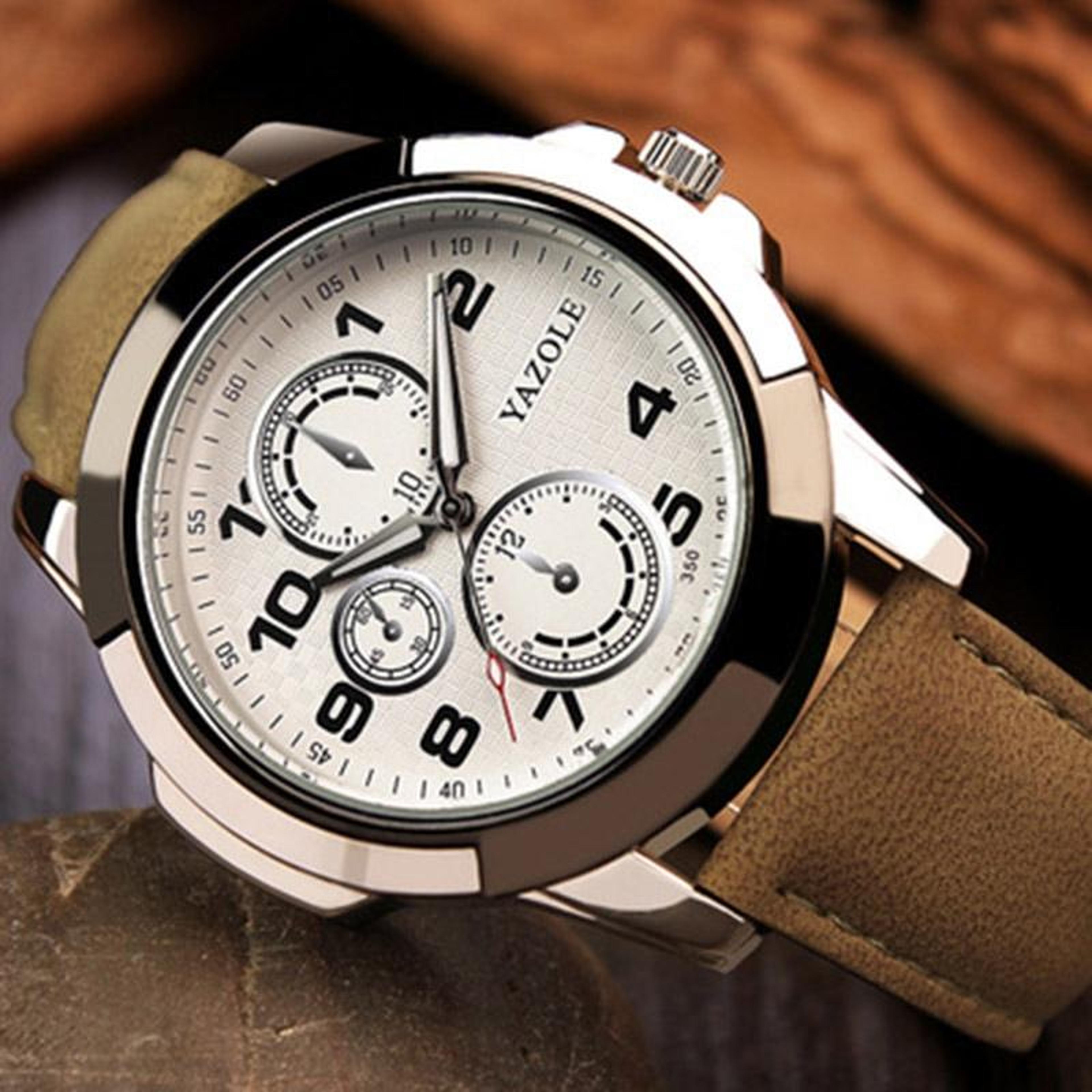 YAZOLE 350 Mens Sports Watch Quartz Watch With Three Eye Dial And 3ATM Water Resistance 9