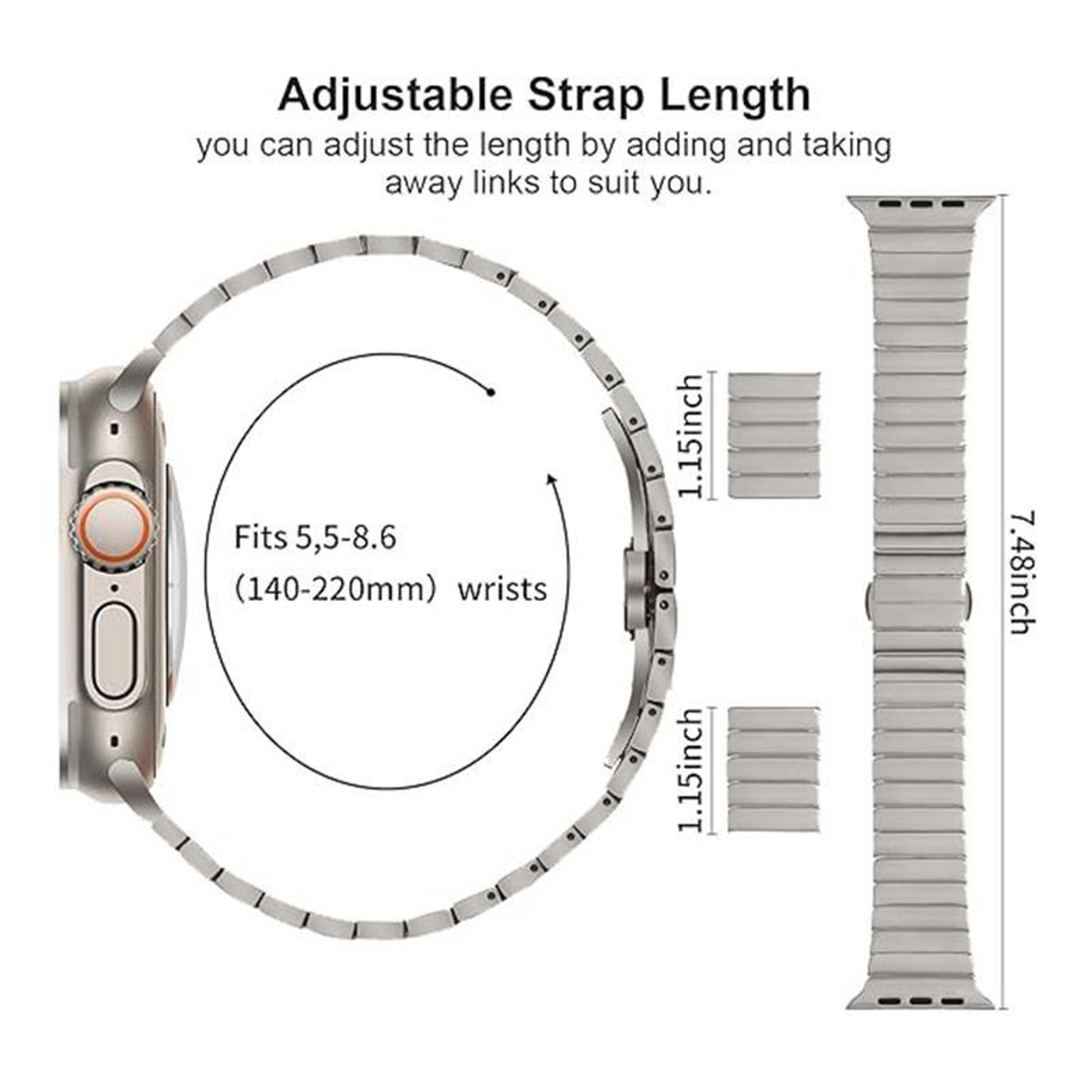 Apple Watch Titanium Watch Band With Butterfly Clasp Adjustable Metal Strap 1