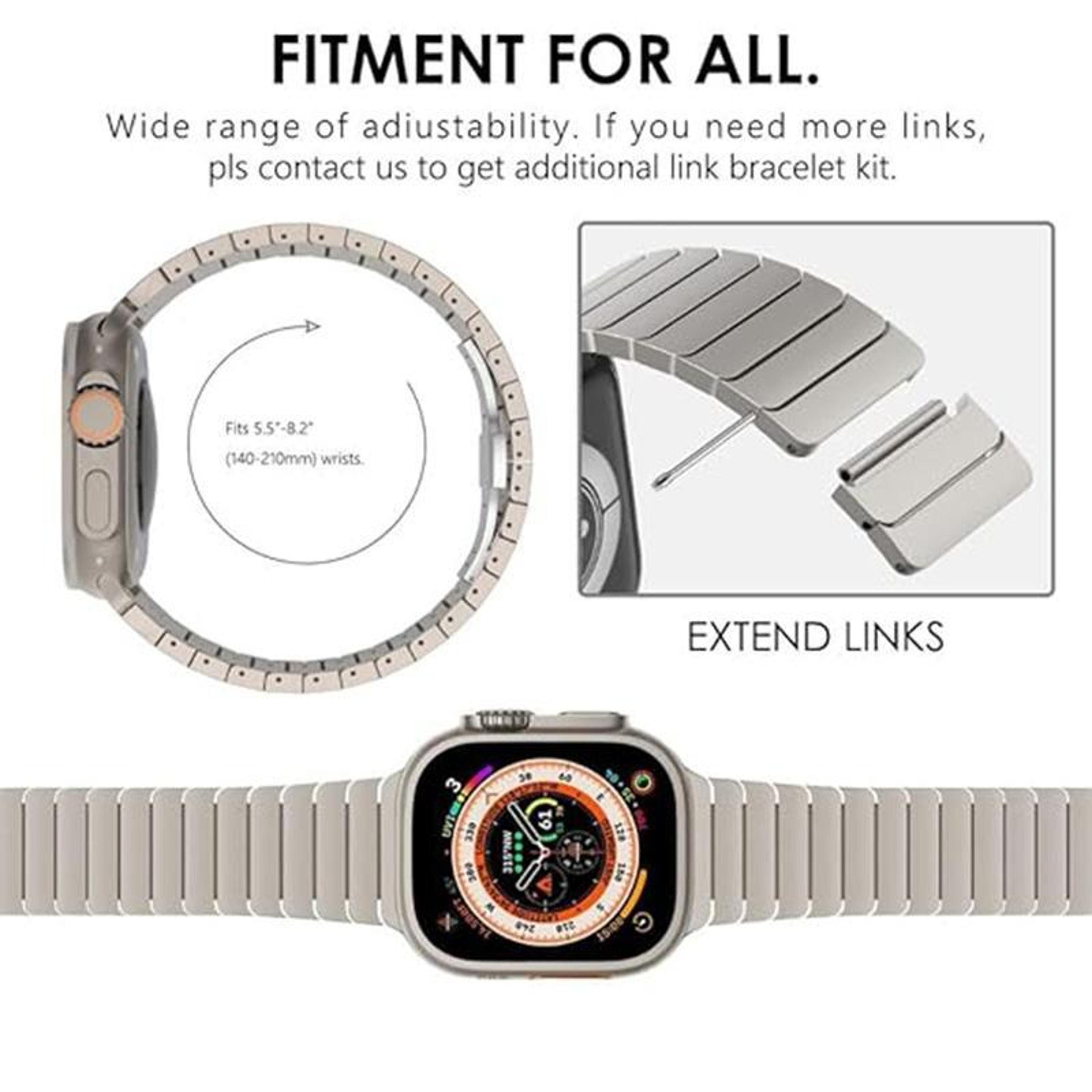 Apple Watch Titanium Watch Band With Butterfly Clasp Adjustable Metal Strap 3