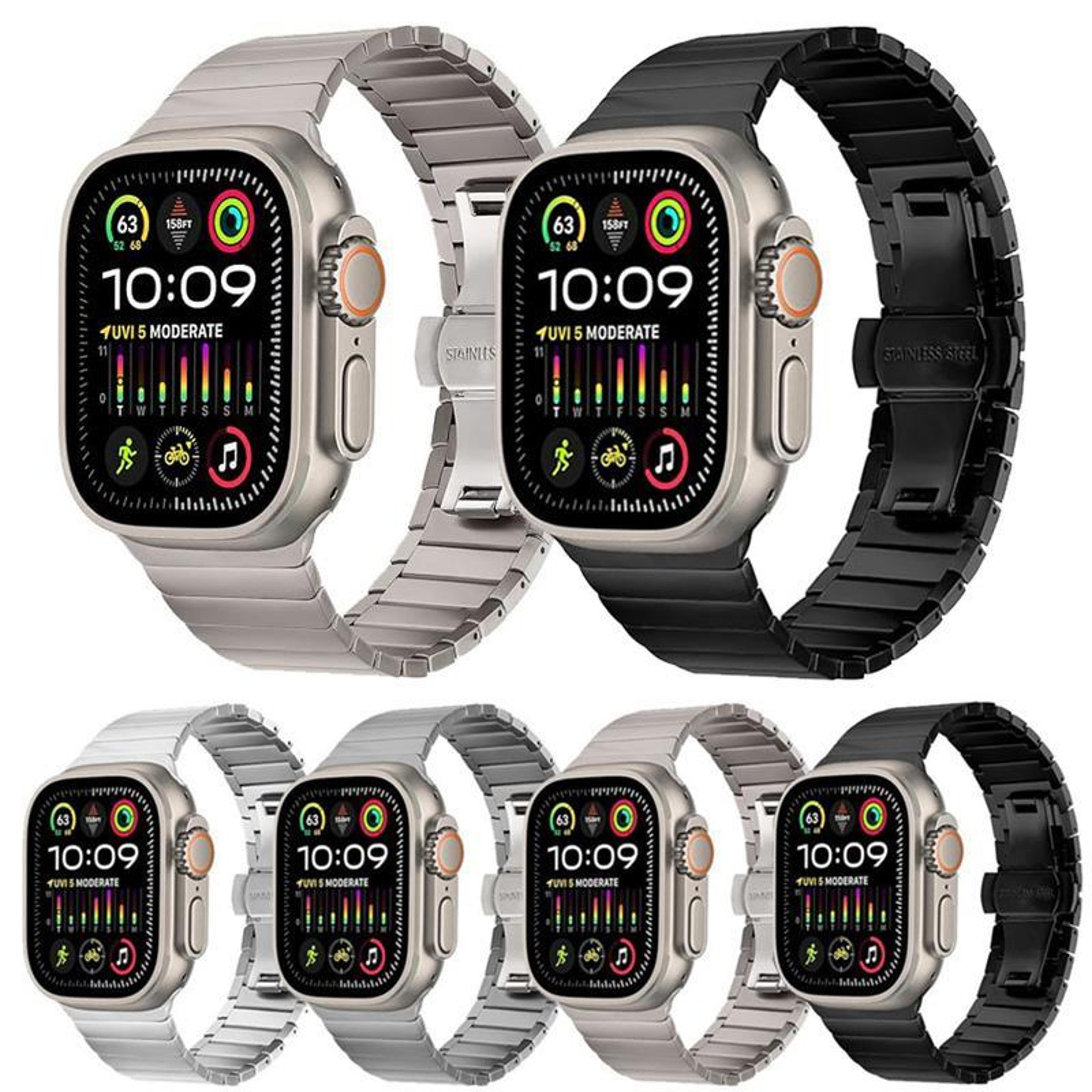 Apple Watch Titanium Watch Band With Butterfly Clasp Adjustable Metal Strap 9