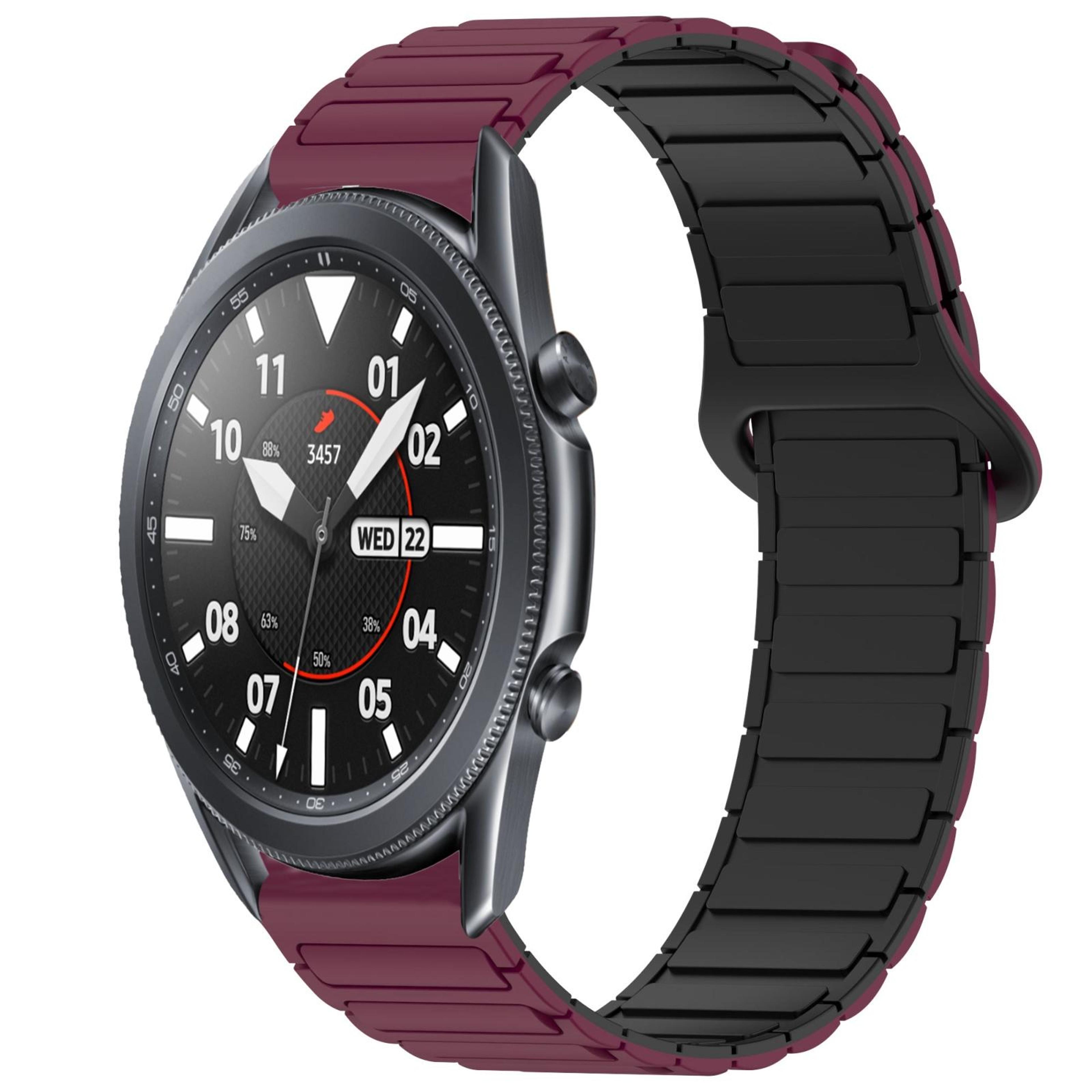 Samsung Galaxy Watch3 45mm Magnetic Silicone Watch Band Dual Color Adjustable Replacement Strap 2