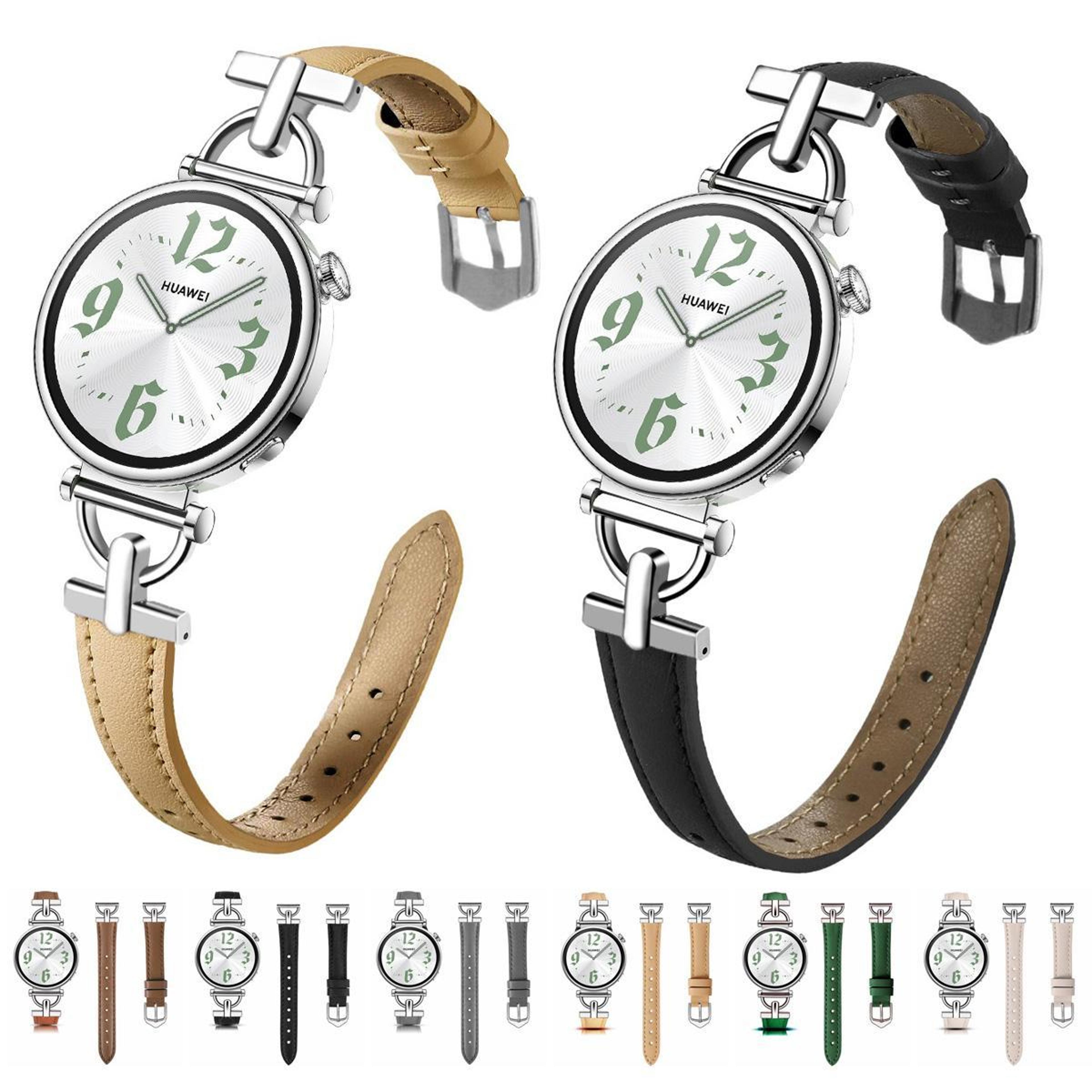 Genuine Leather Watch Band D Shape Metal Buckle Soft Adjustable Replacement Strap 4