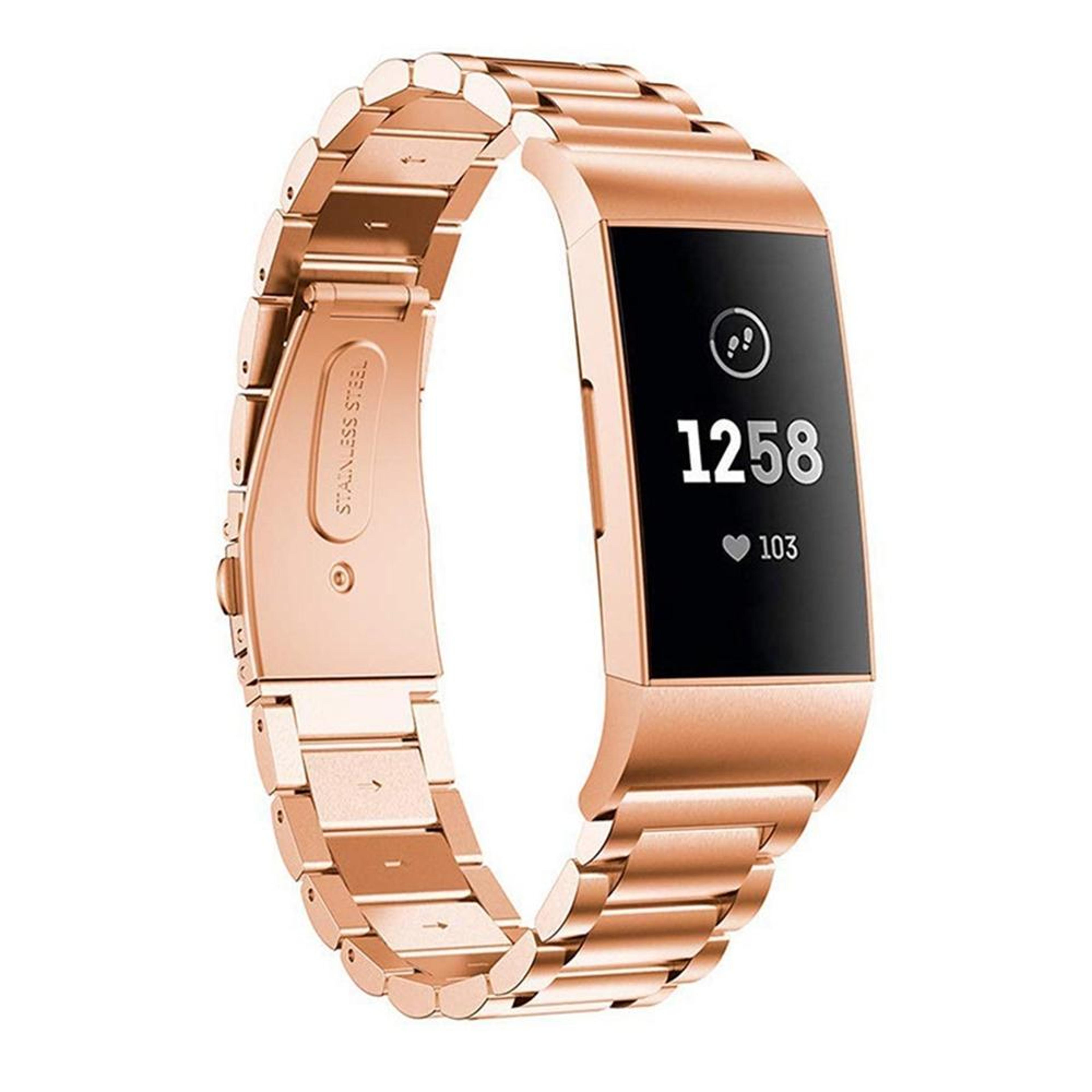 Premium Stainless Steel Watch Band Replacement Strap For Fitbit Charge 3 With Secure Slingshot Buck 8