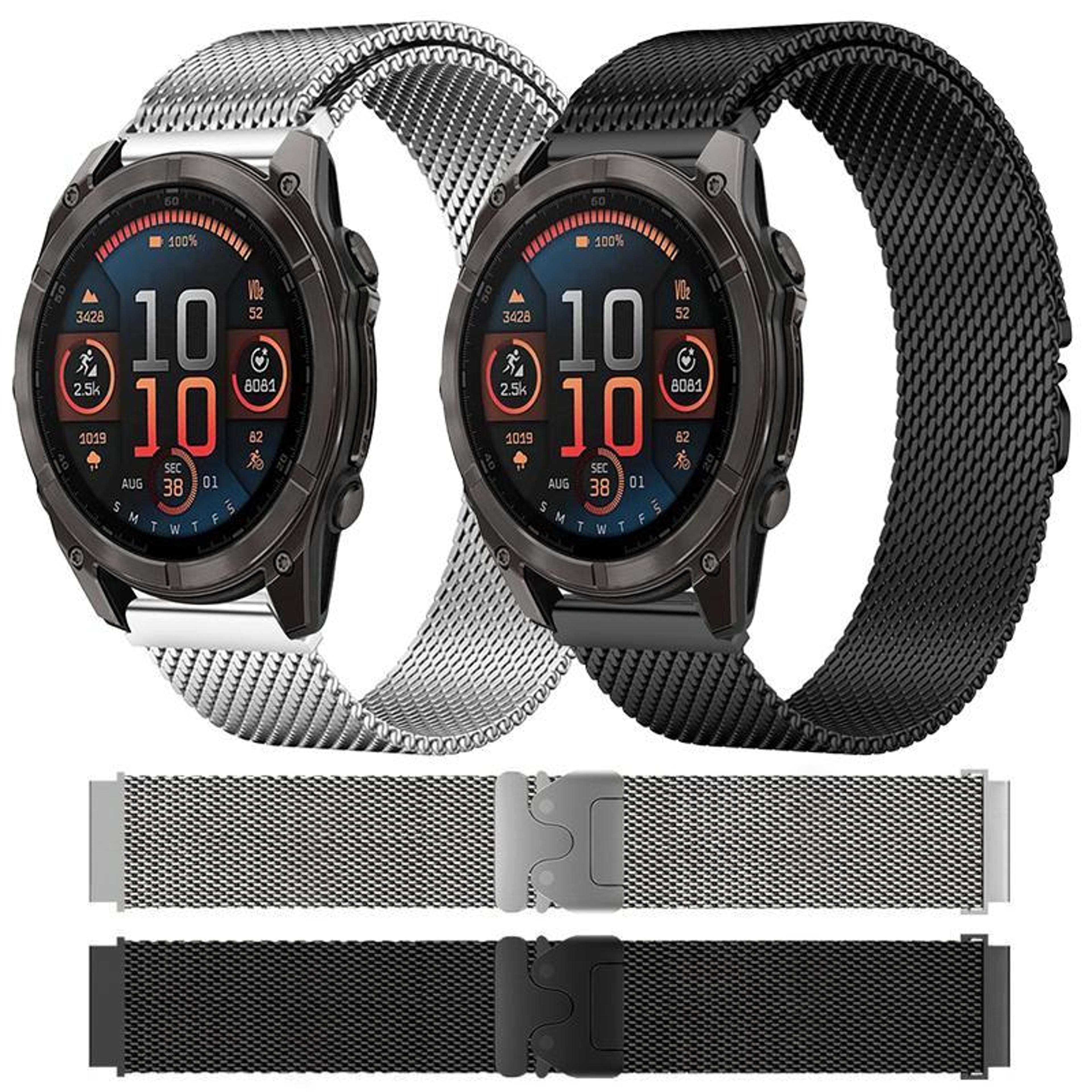 Garmin Fenix 8 7X 6X 5X Stainless Steel Watch Band 26mm Milanese Watch Band With Parachute Buckle 1