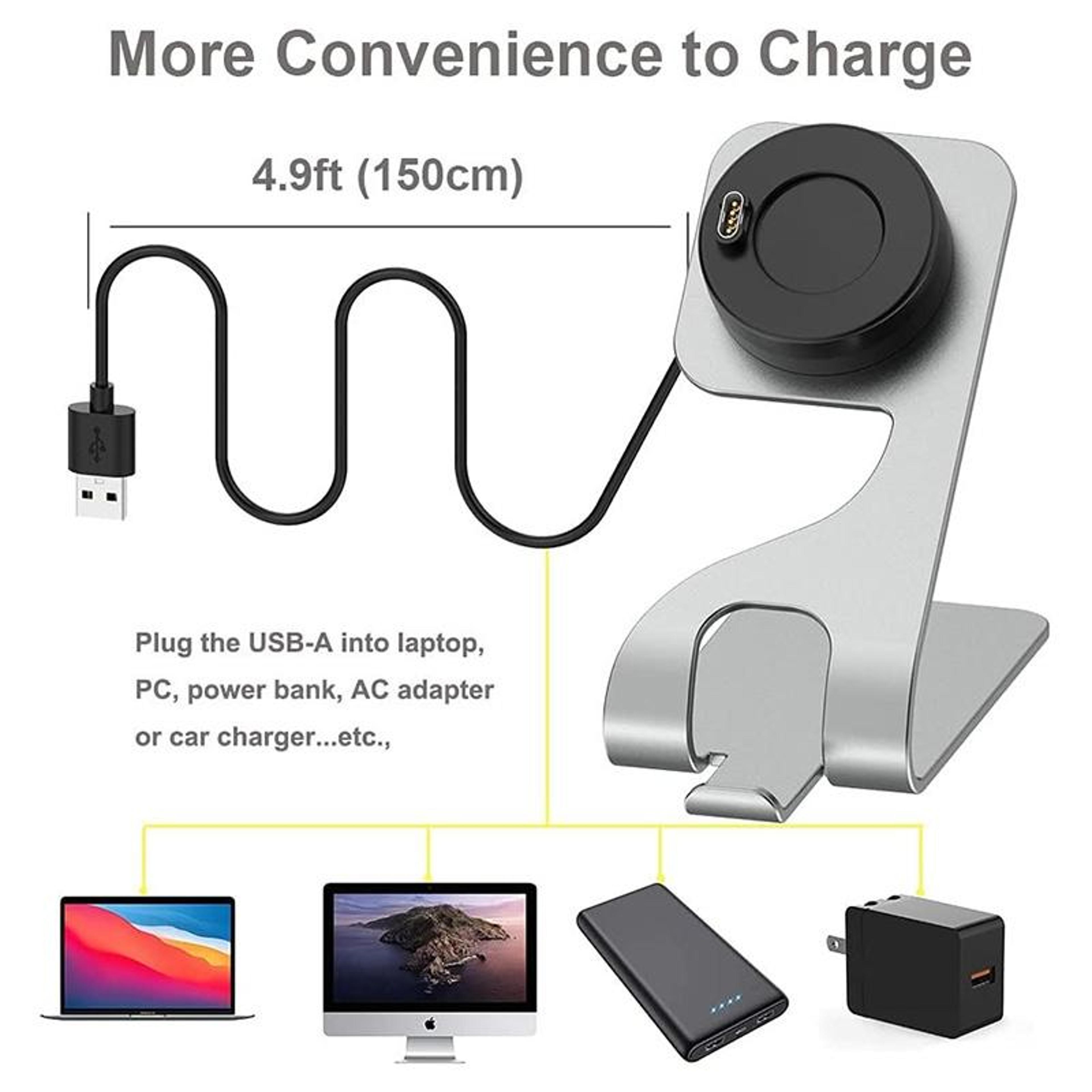 JUNSUNMAY Garmin Venu 3 Charger USB Charging Dock Aluminum Alloy Charging Stand 6