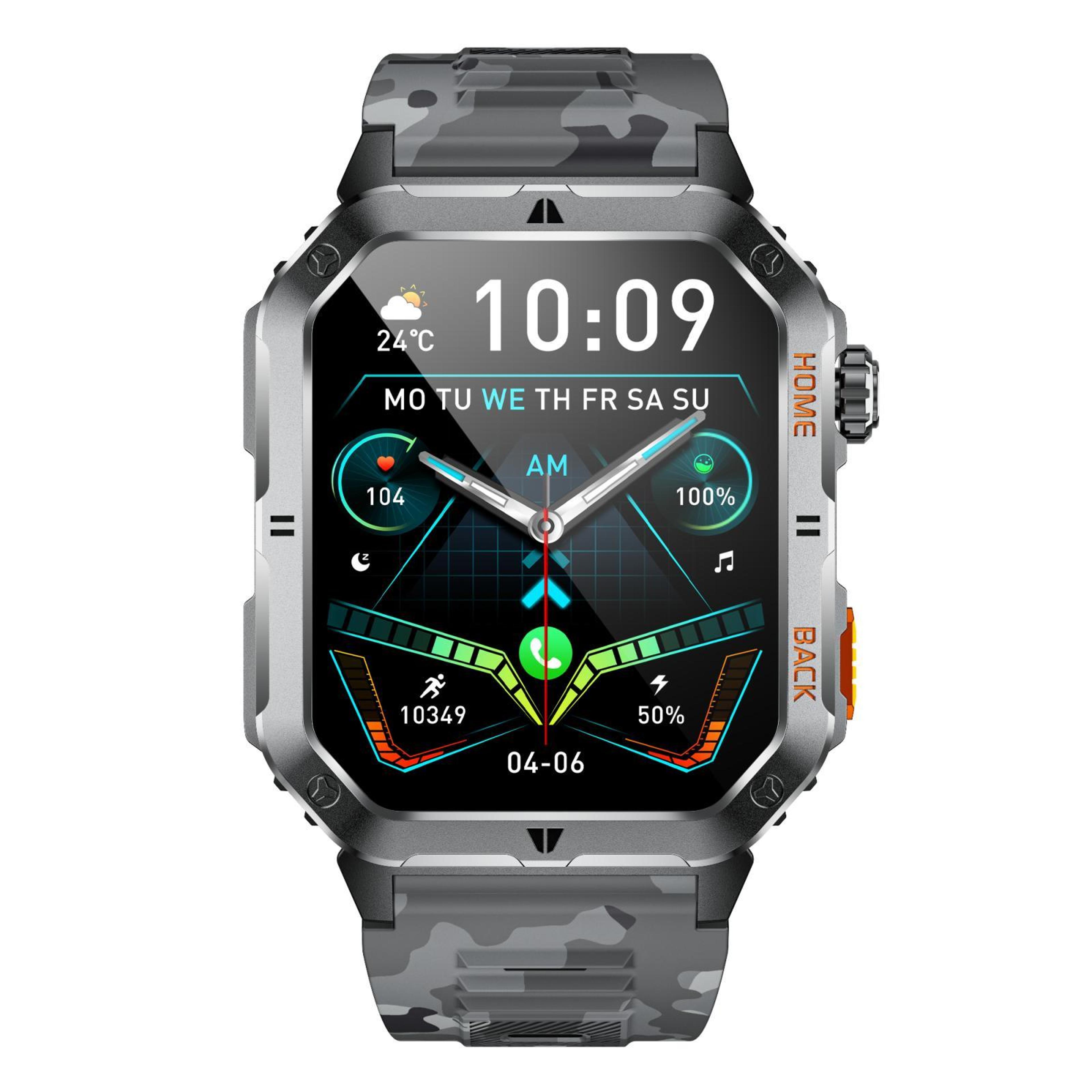 MT62 Outdoor Smart Watch 201 Inch IPS Display 1000mAh Battery Bluetooth Fitness Watch With Flashlig 1